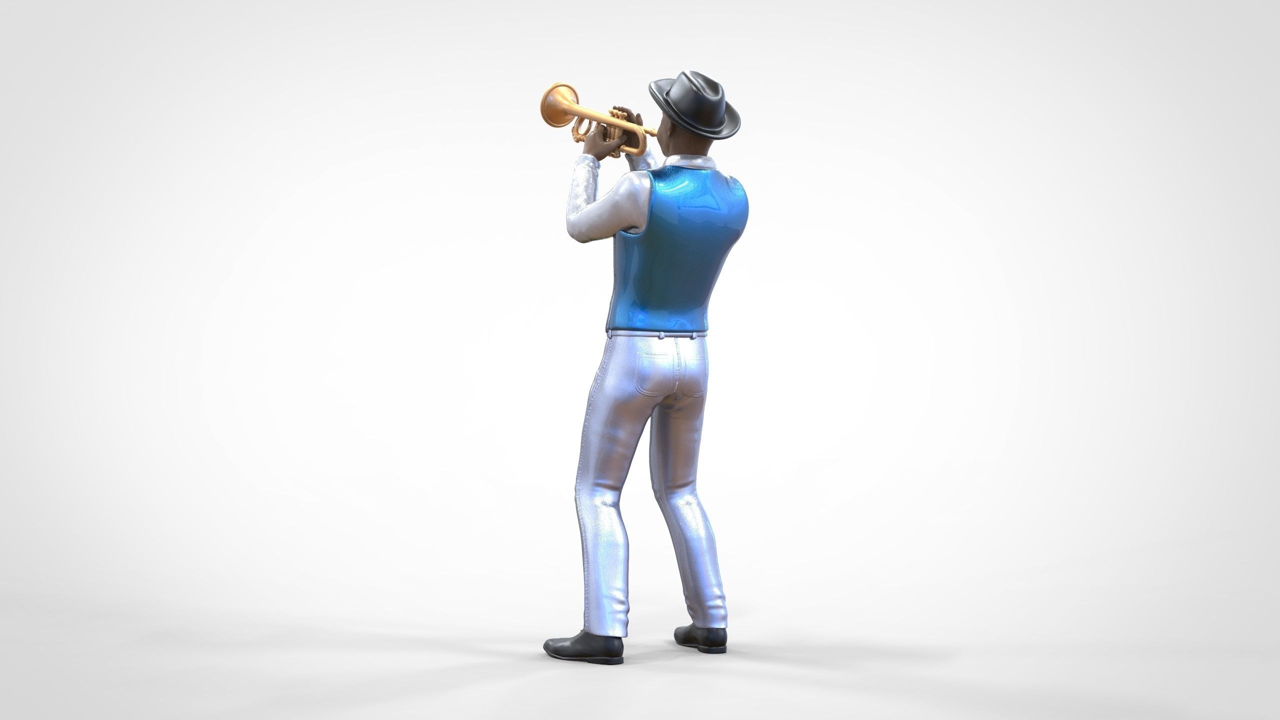 N3 Trumpeter standing playing Trumpet 3D print model_9
