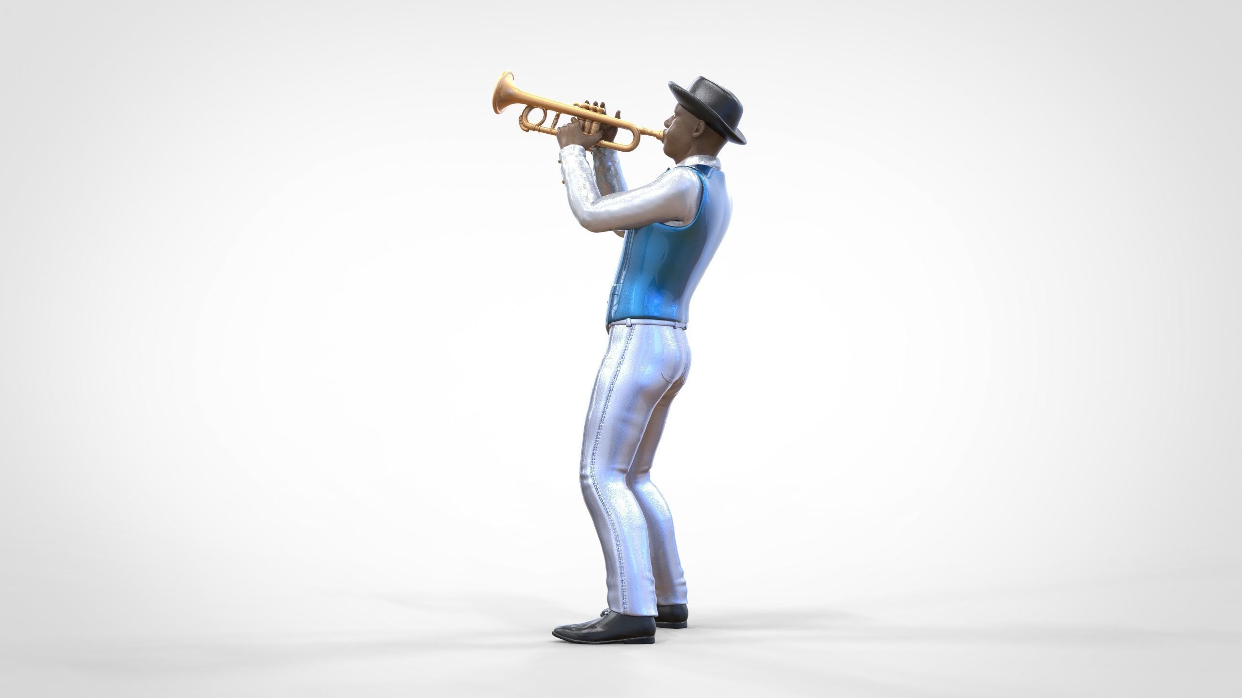 N3 Trumpeter standing playing Trumpet 3D print model_11