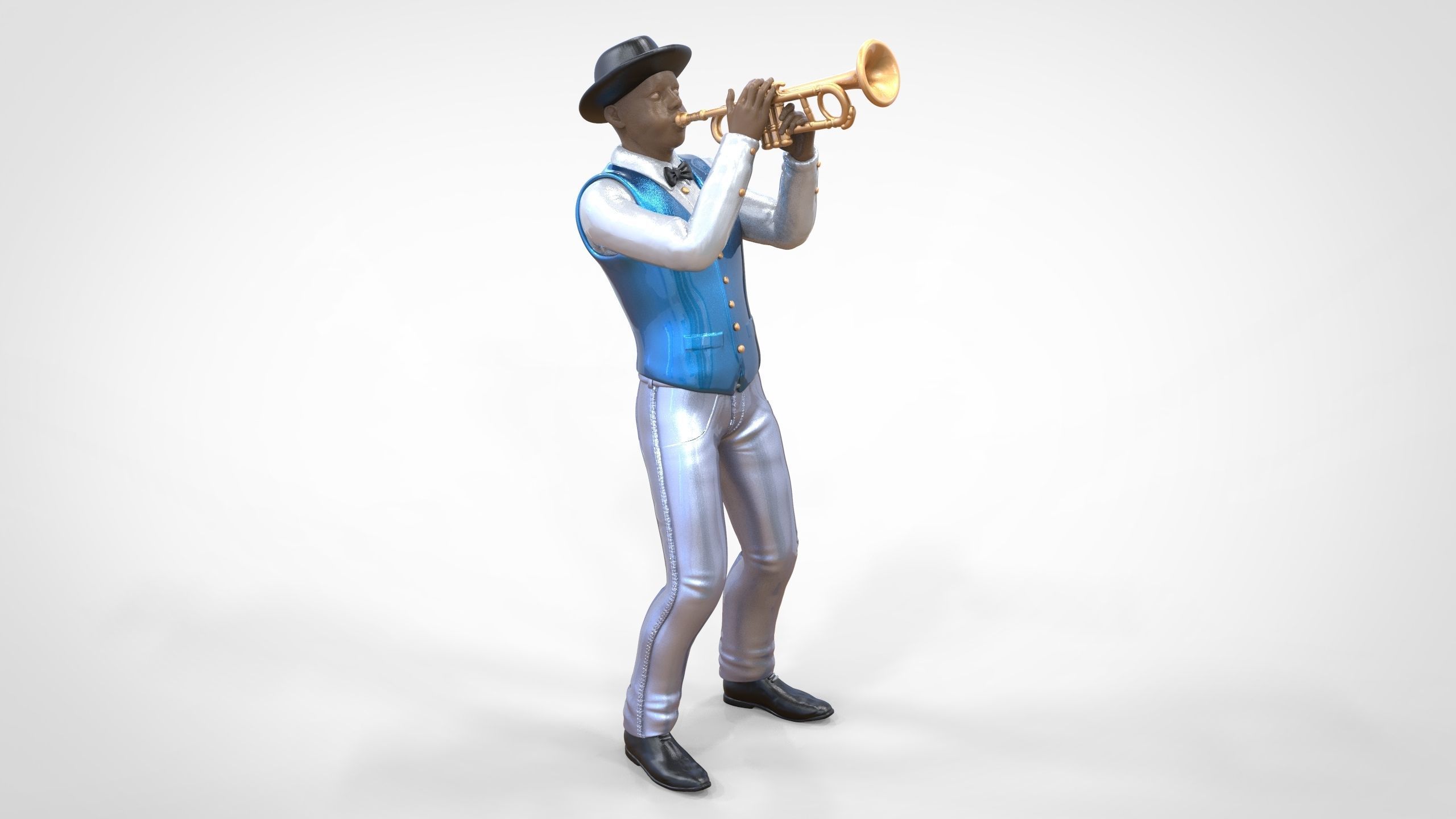 N3 Trumpeter standing playing Trumpet 3D print model_2