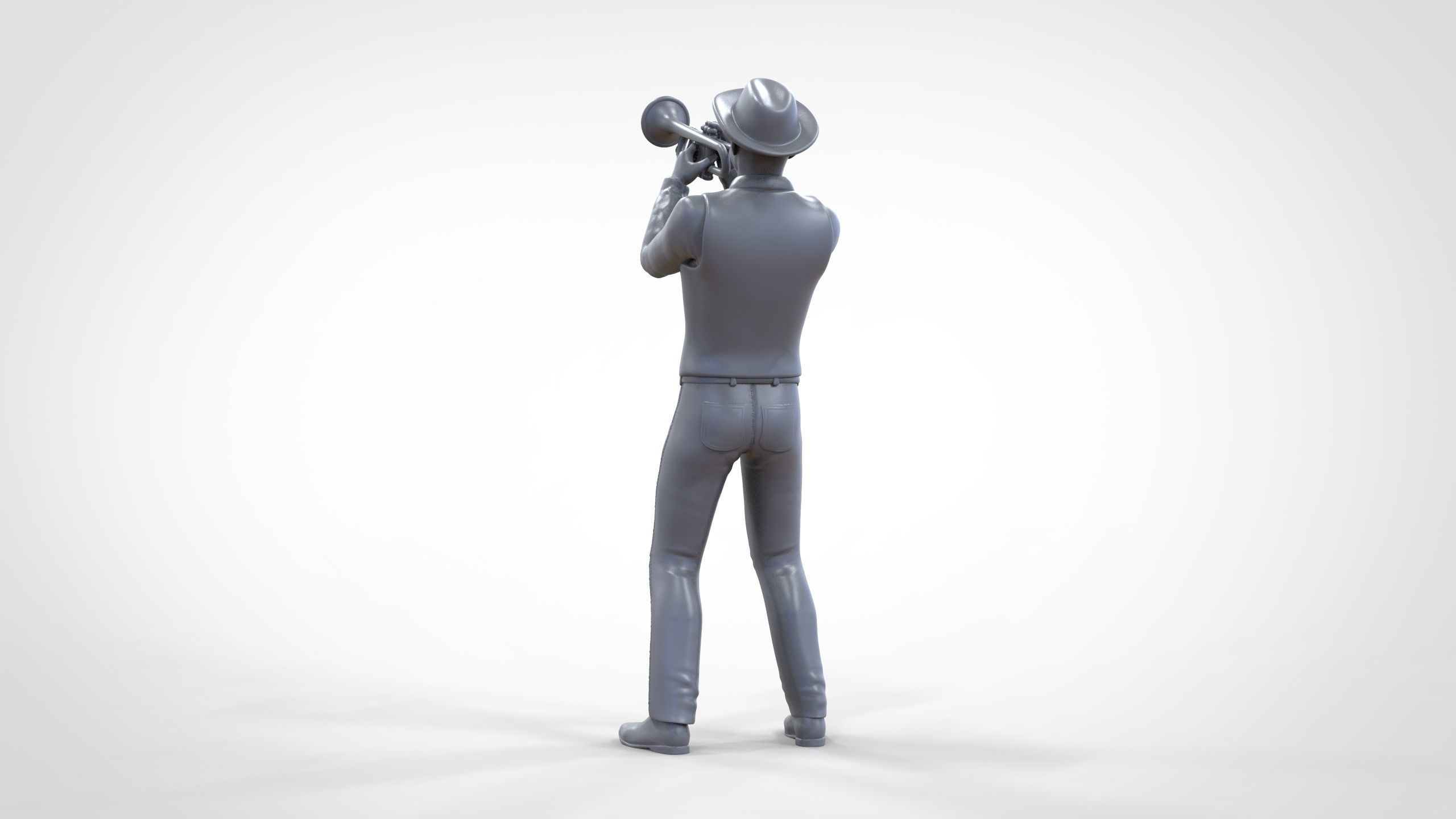 N3 Trumpeter standing playing Trumpet 3D print model_23