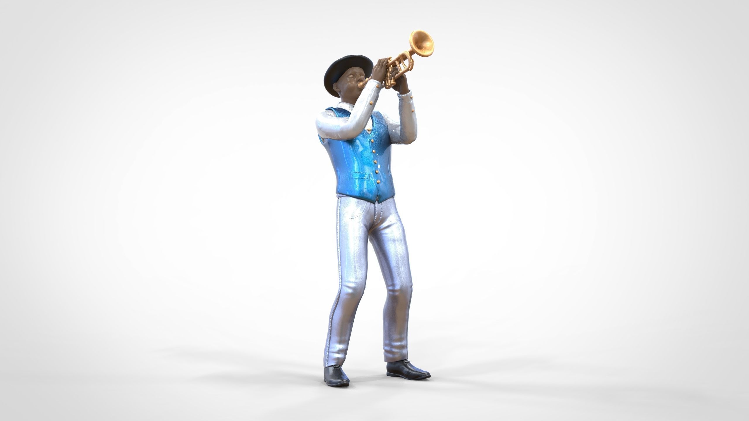 N3 Trumpeter standing playing Trumpet 3D print model_20