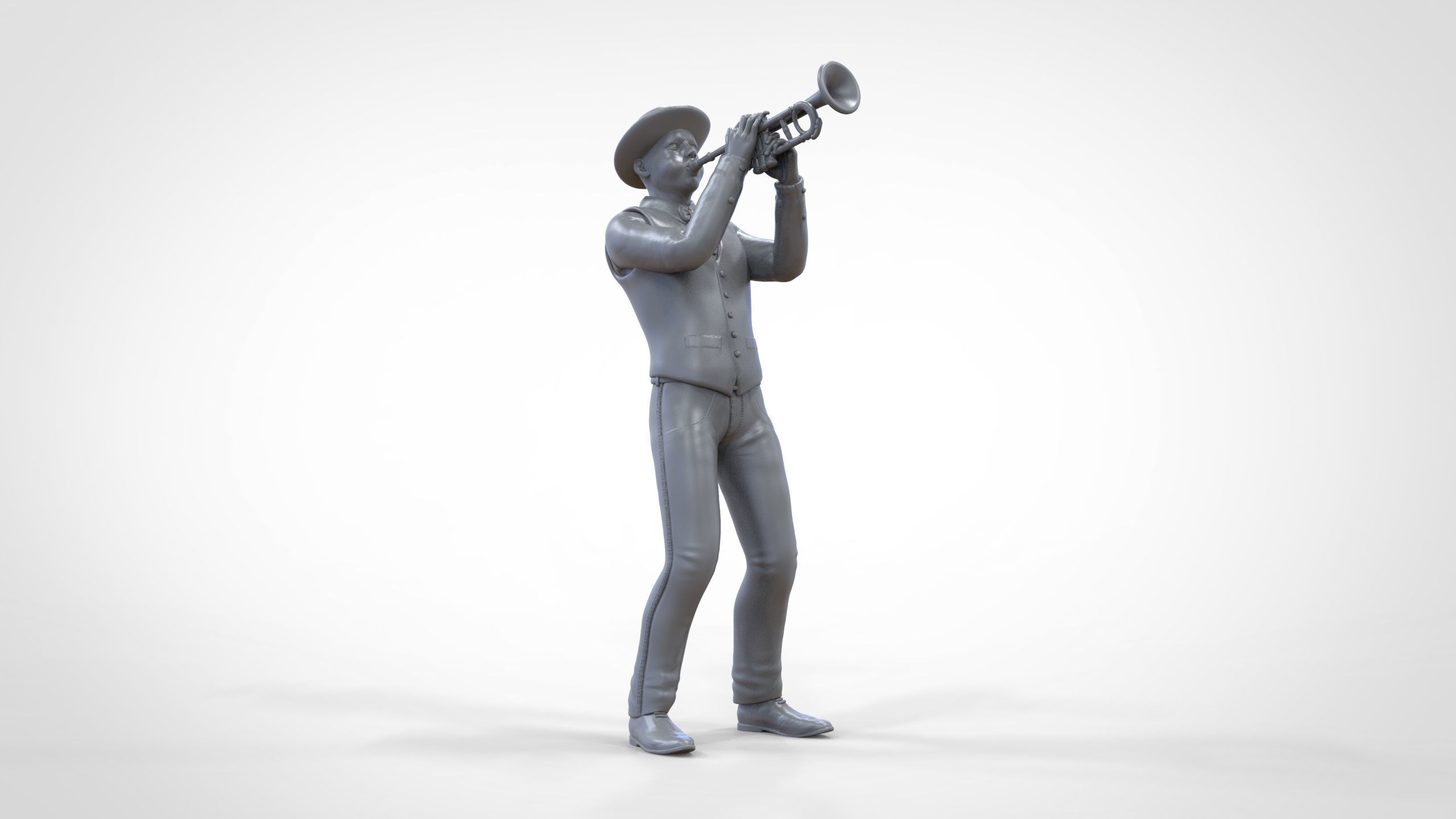 N3 Trumpeter standing playing Trumpet 3D print model_29