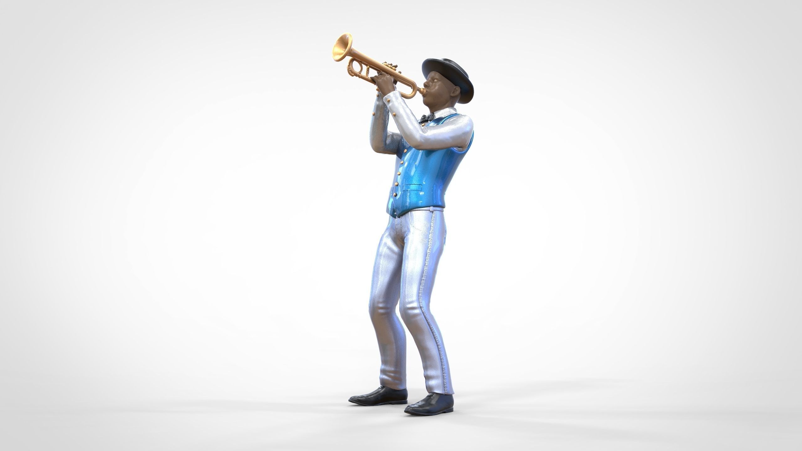 N3 Trumpeter standing playing Trumpet 3D print model_15