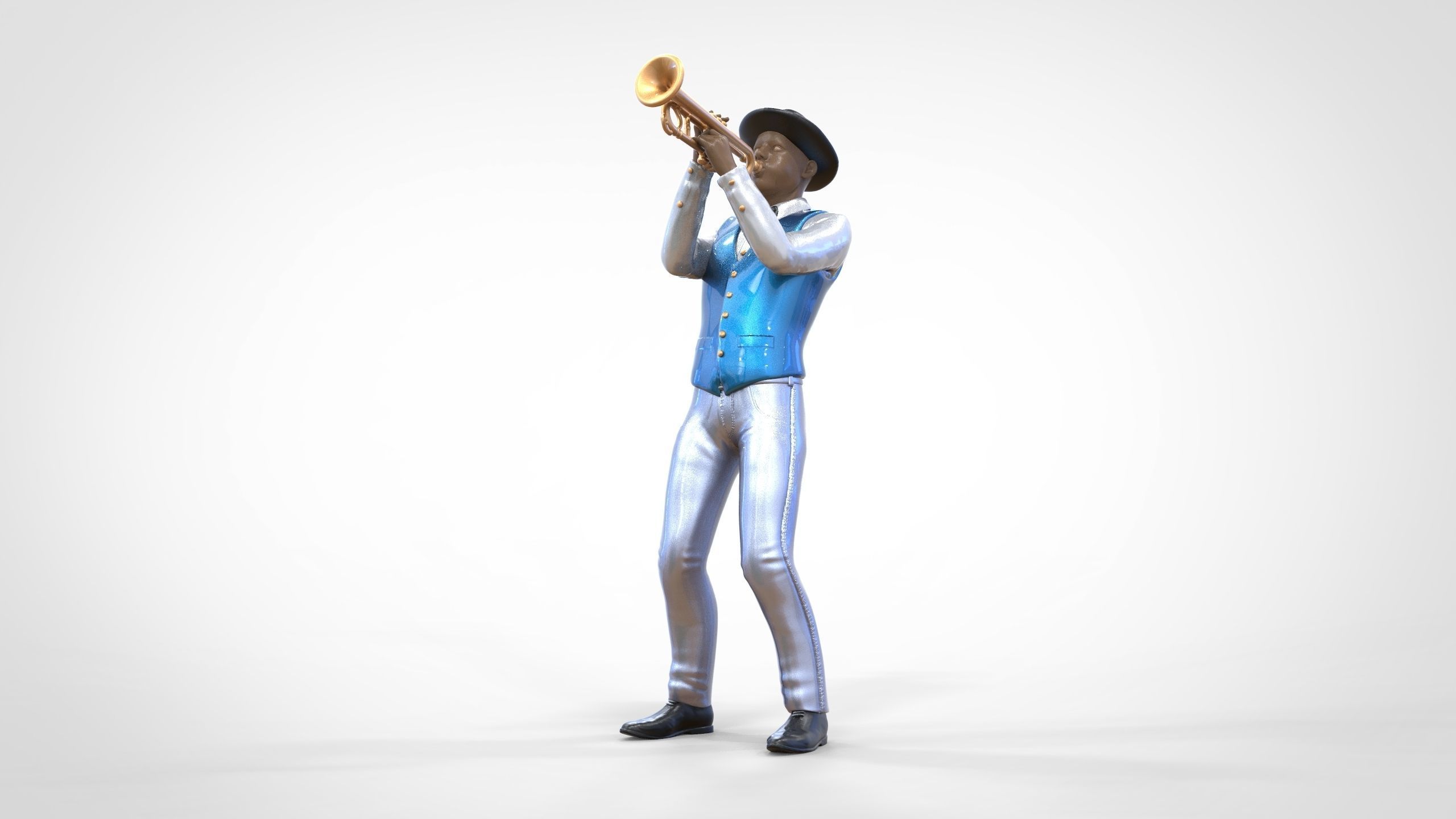 N3 Trumpeter standing playing Trumpet 3D print model_17