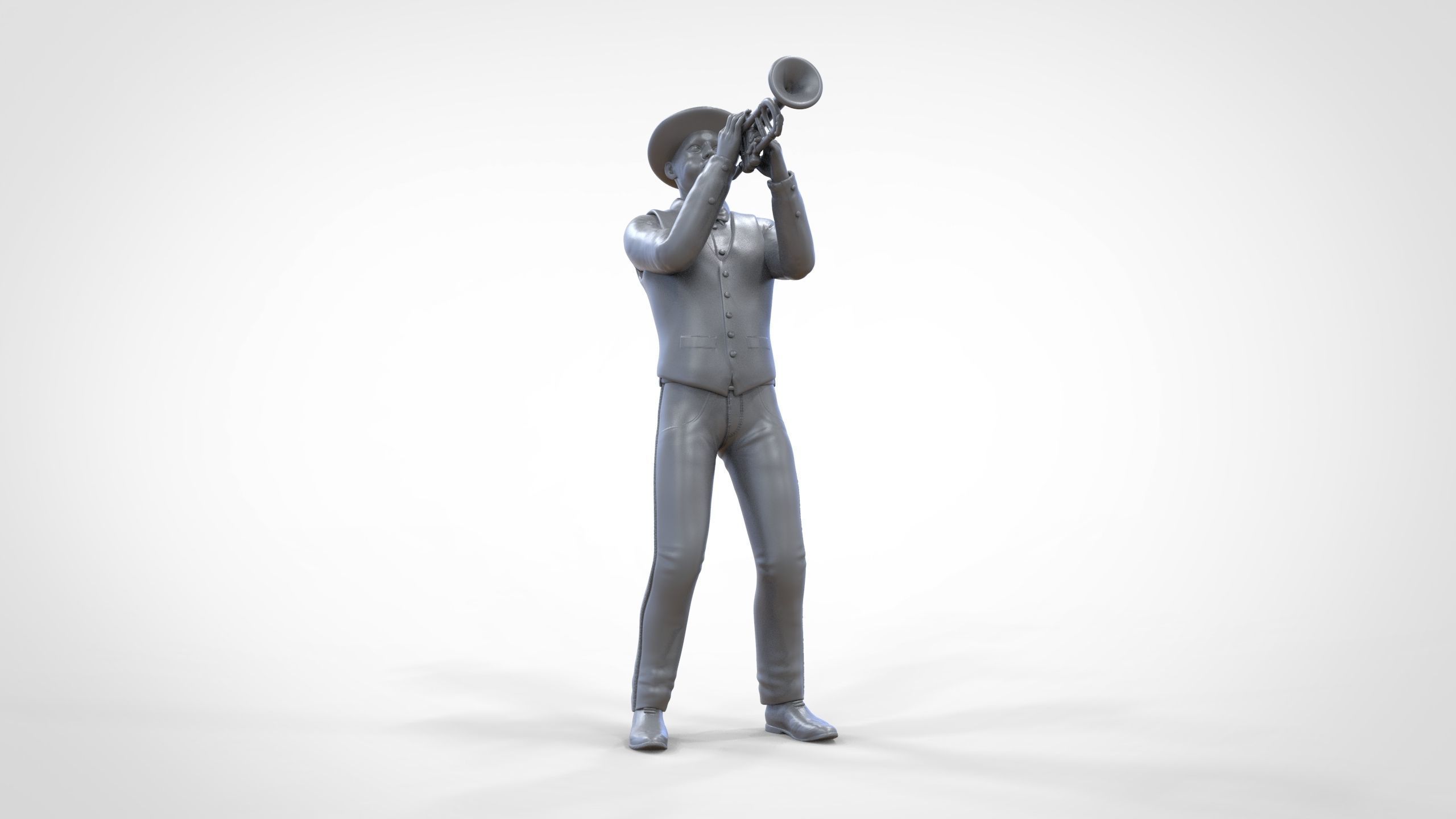 N3 Trumpeter standing playing Trumpet 3D print model_28