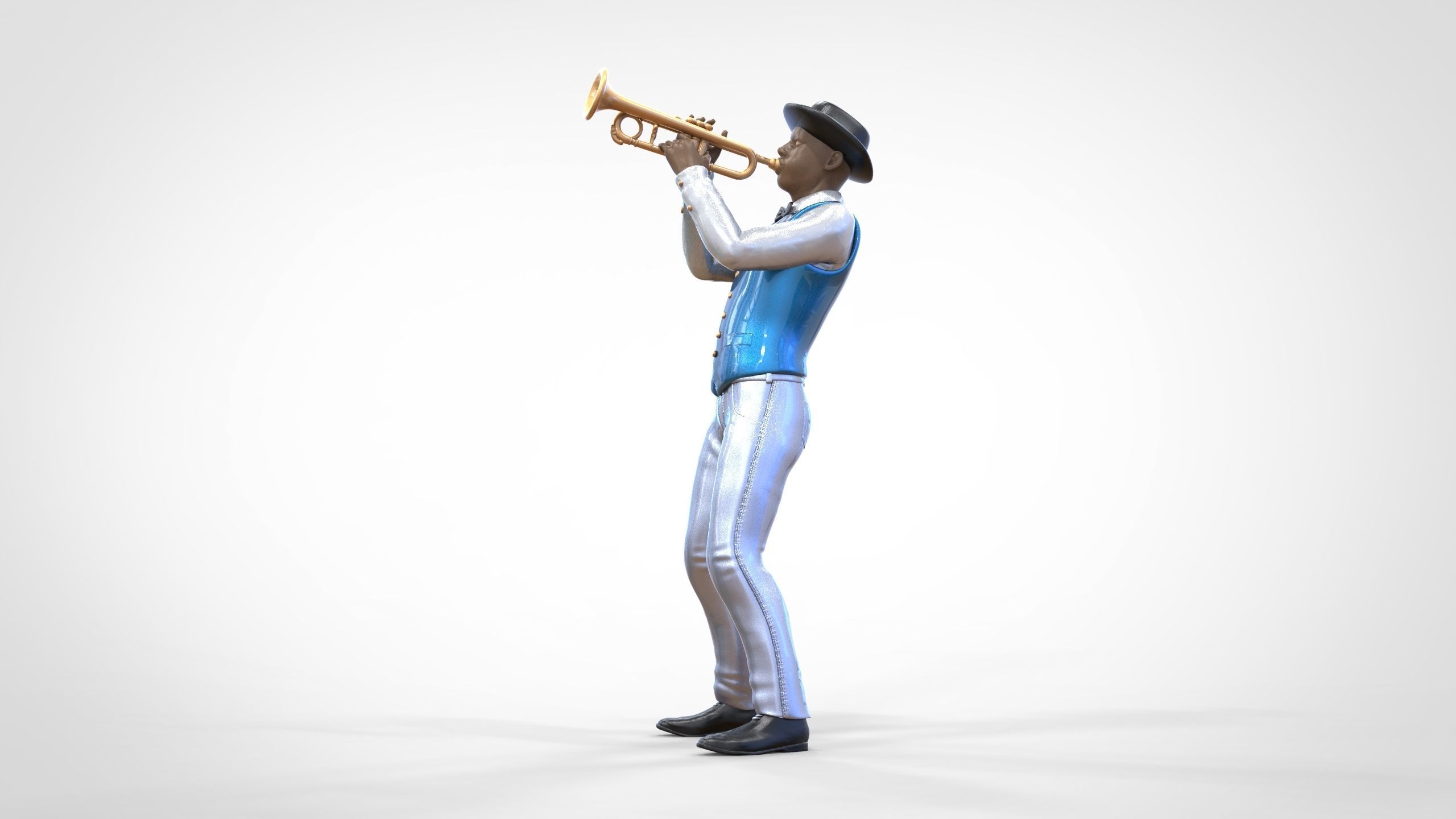 N3 Trumpeter standing playing Trumpet 3D print model_14