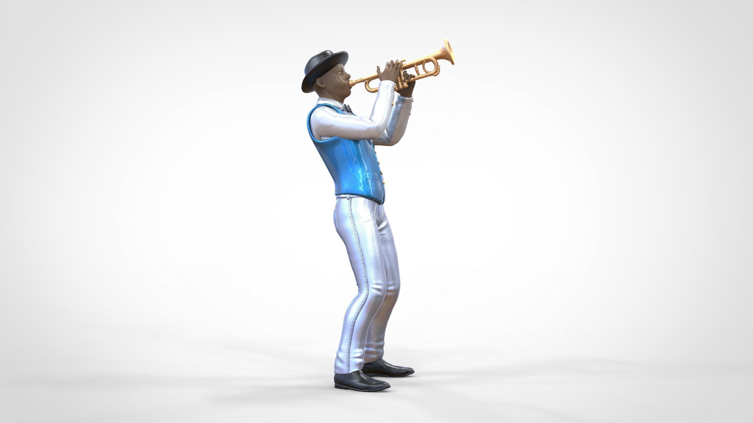N3 Trumpeter standing playing Trumpet 3D print model_3