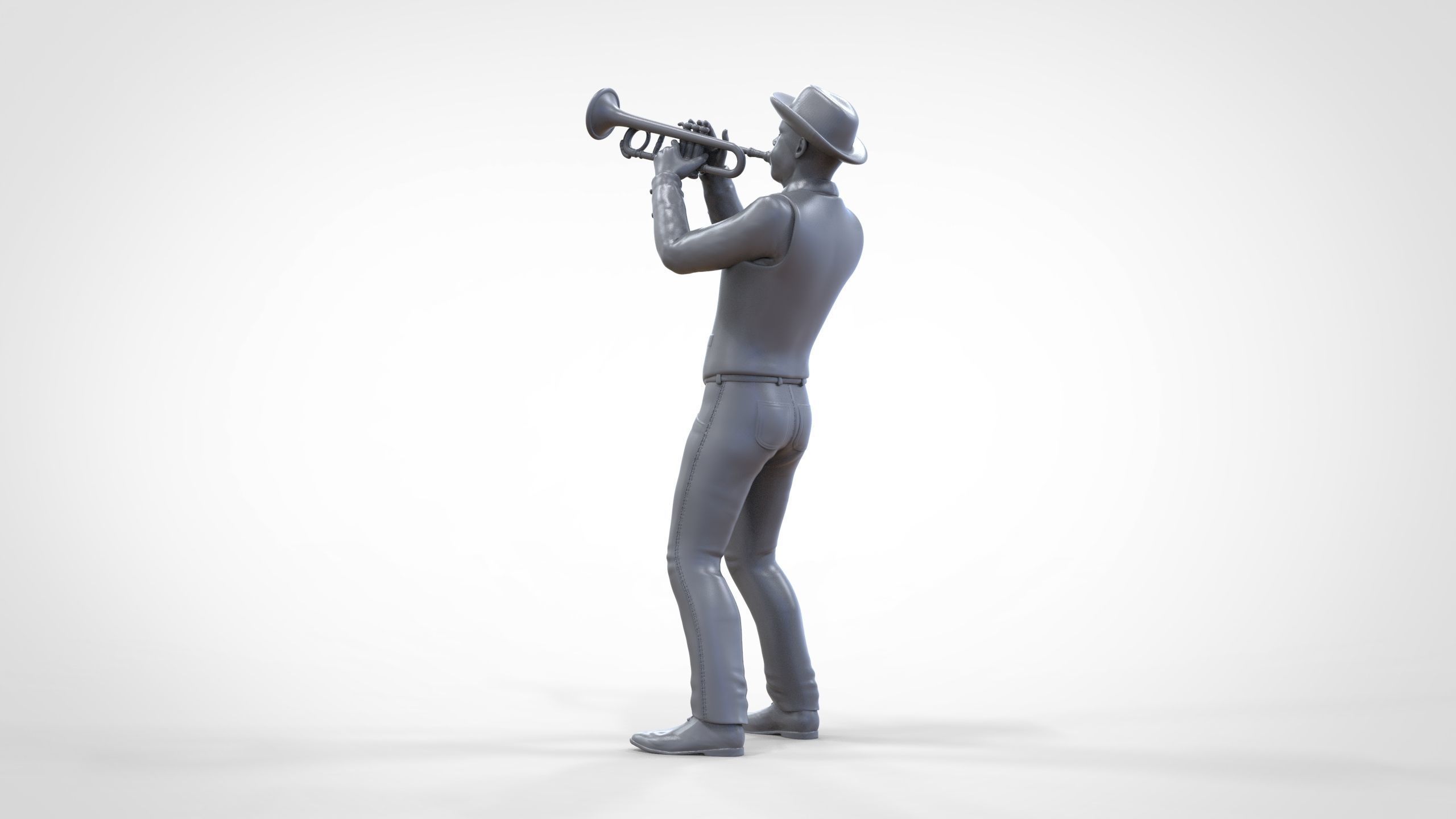 N3 Trumpeter standing playing Trumpet 3D print model_24