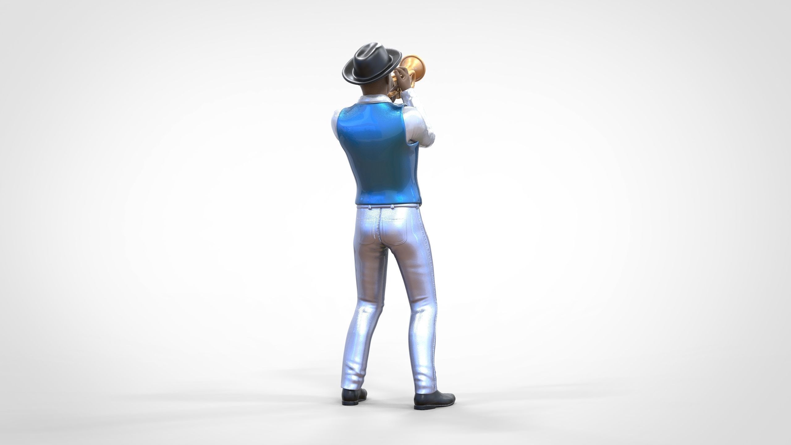 N3 Trumpeter standing playing Trumpet 3D print model_6