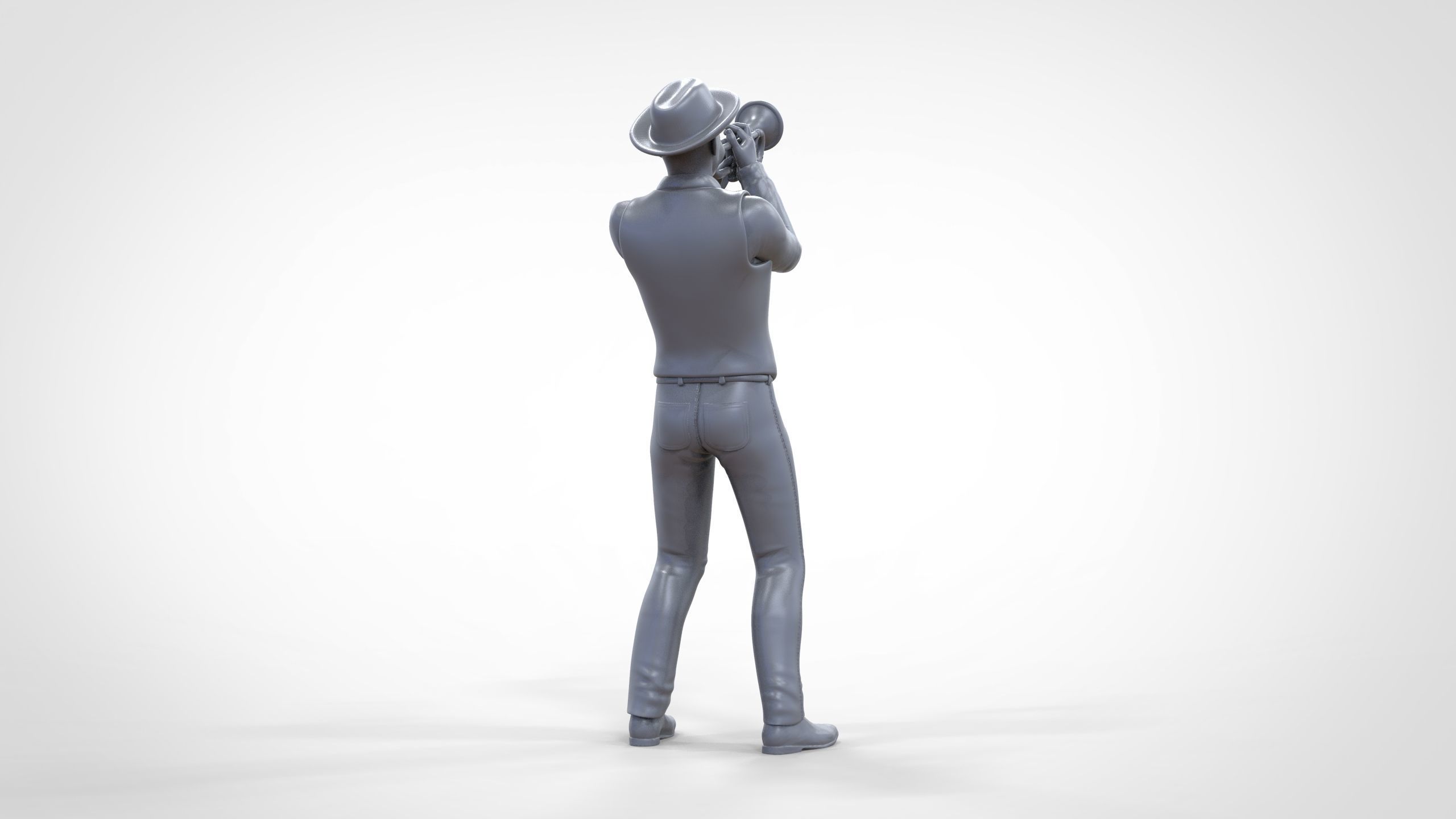 N3 Trumpeter standing playing Trumpet 3D print model_22