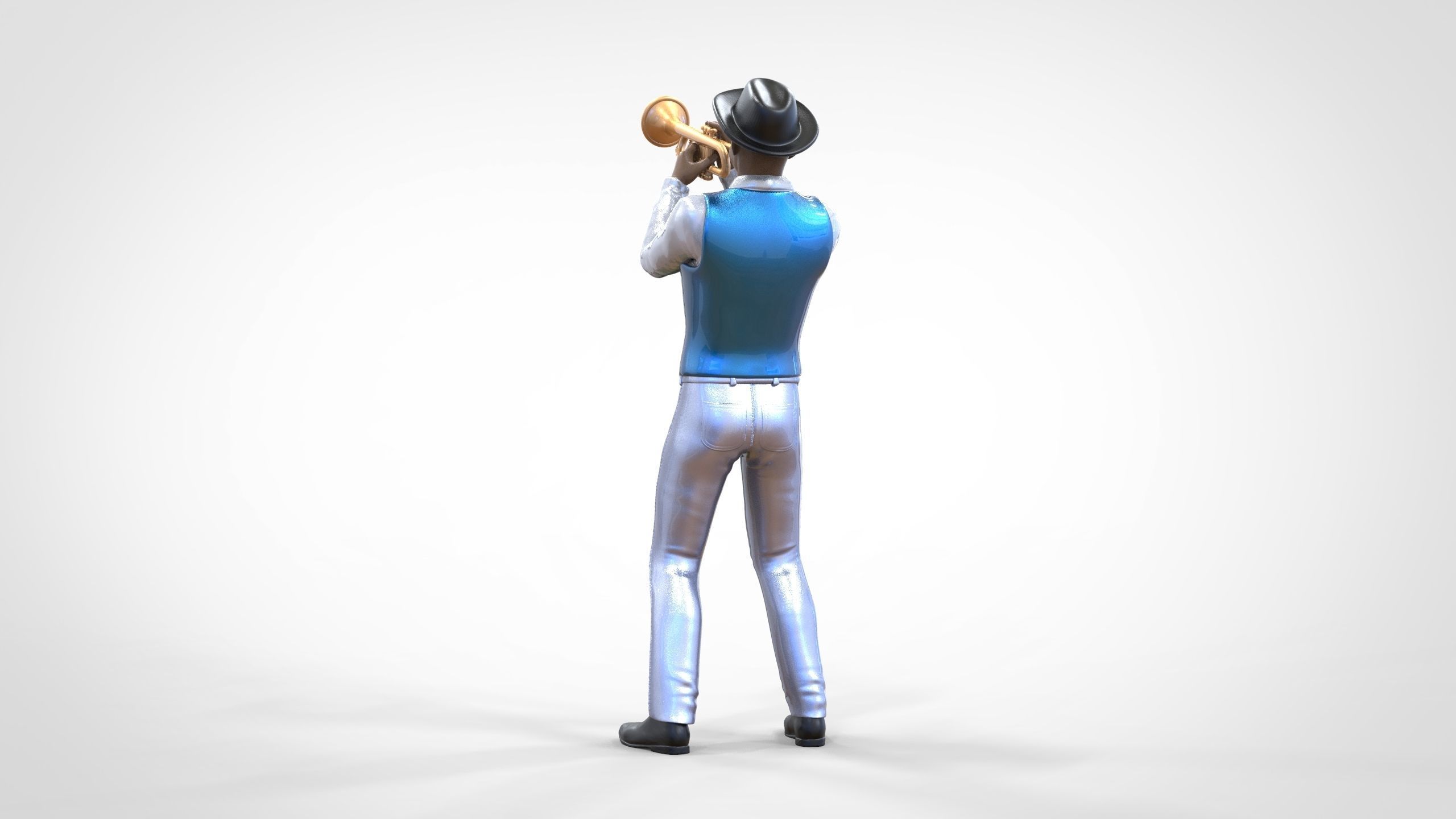 N3 Trumpeter standing playing Trumpet 3D print model_8