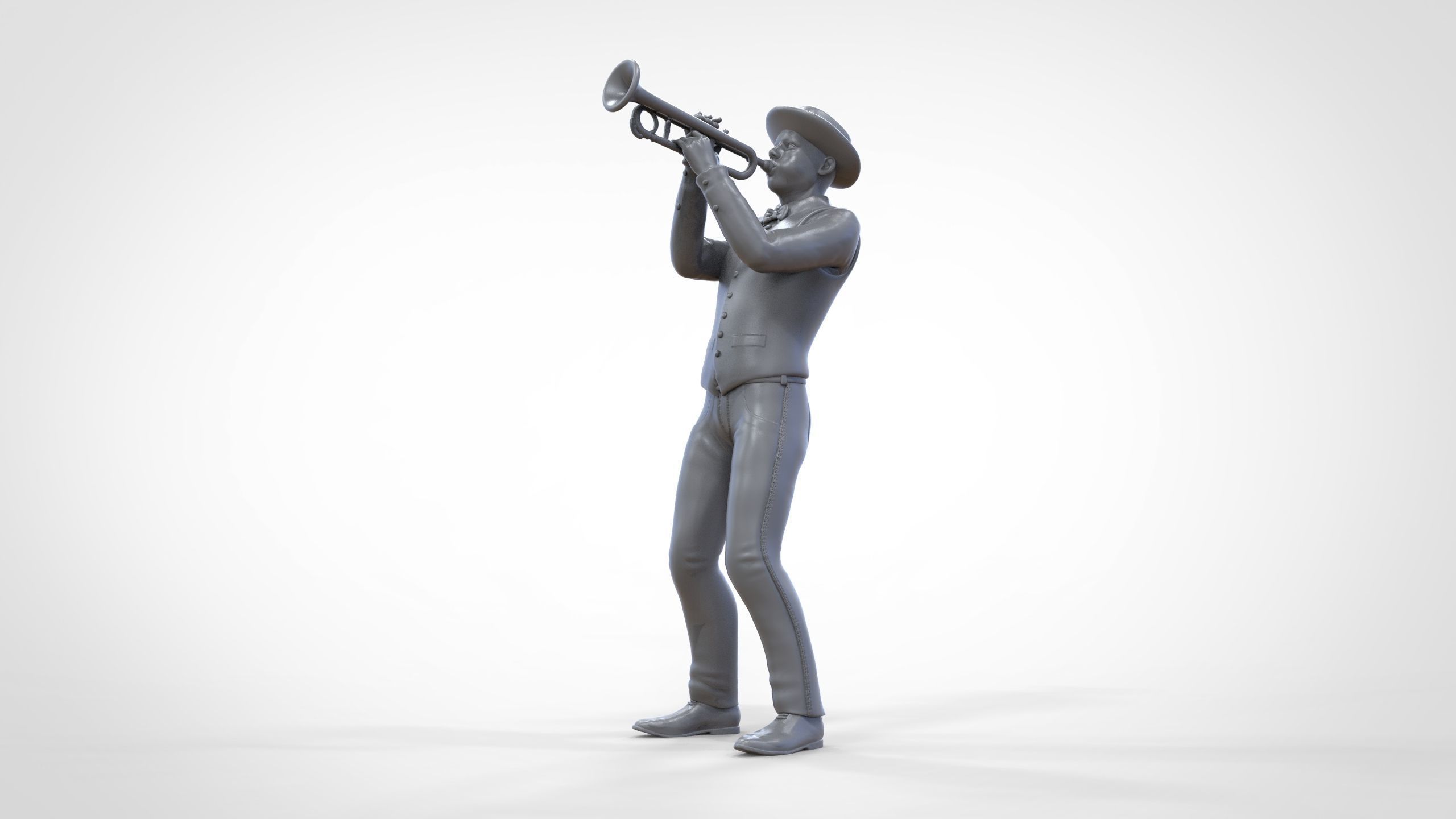 N3 Trumpeter standing playing Trumpet 3D print model_26