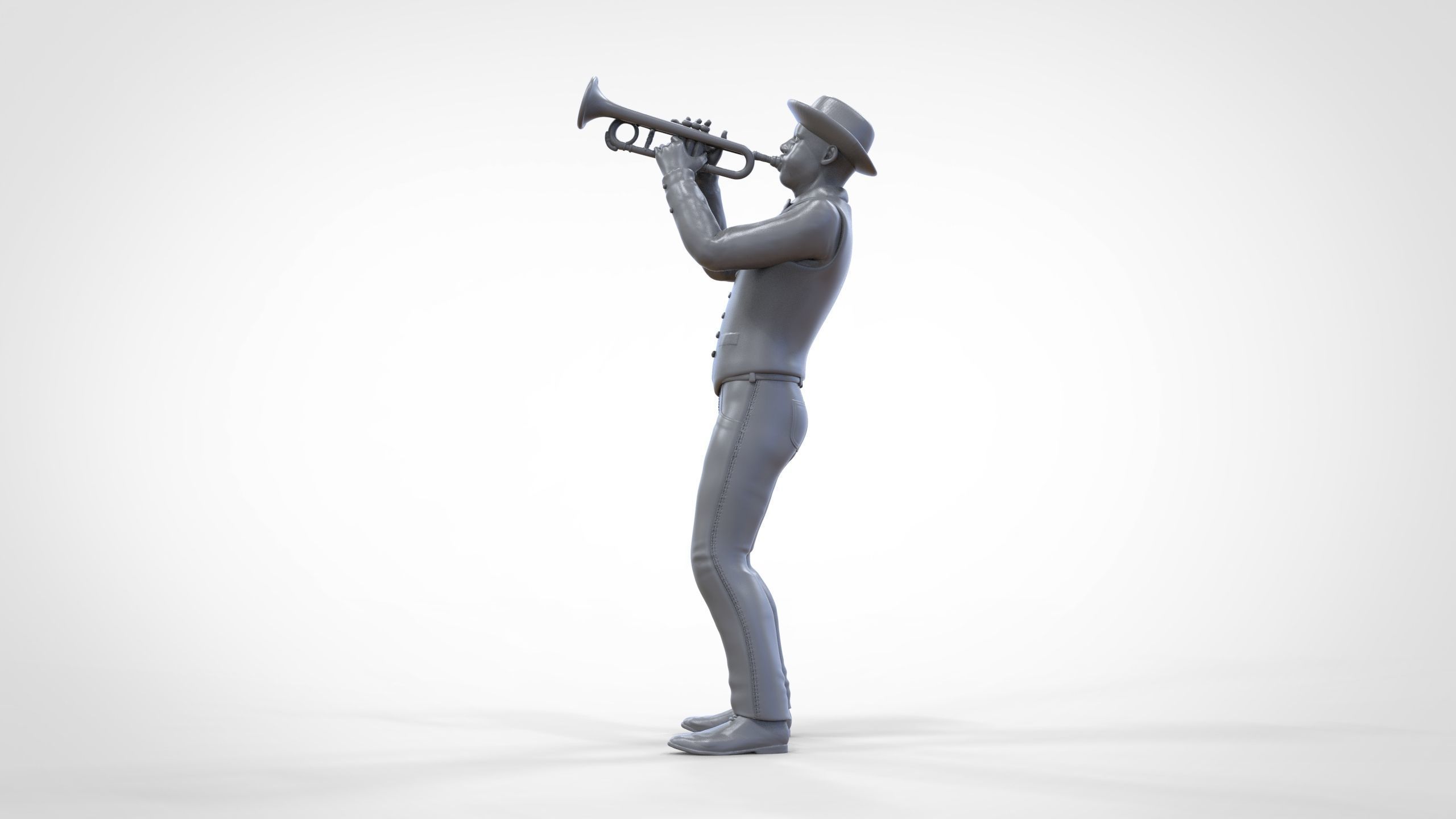 N3 Trumpeter standing playing Trumpet 3D print model_25