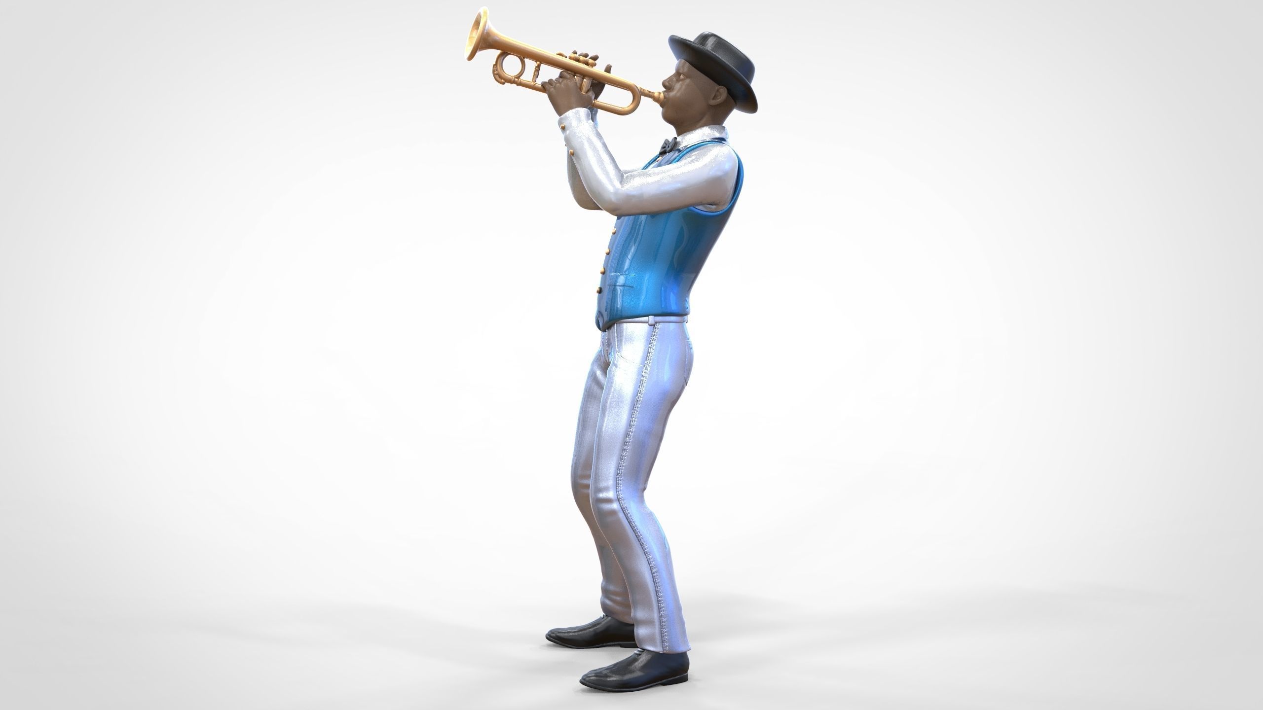 N3 Trumpeter standing playing Trumpet 3D print model_13