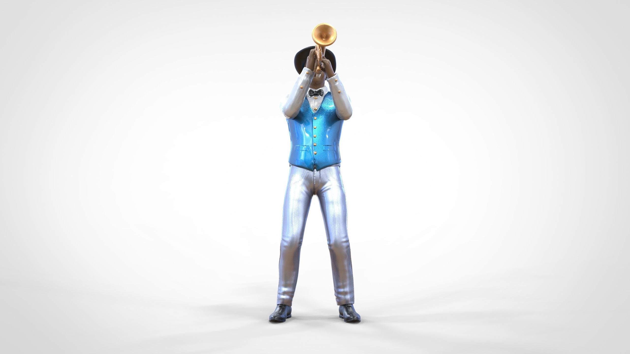 N3 Trumpeter standing playing Trumpet 3D print model_18