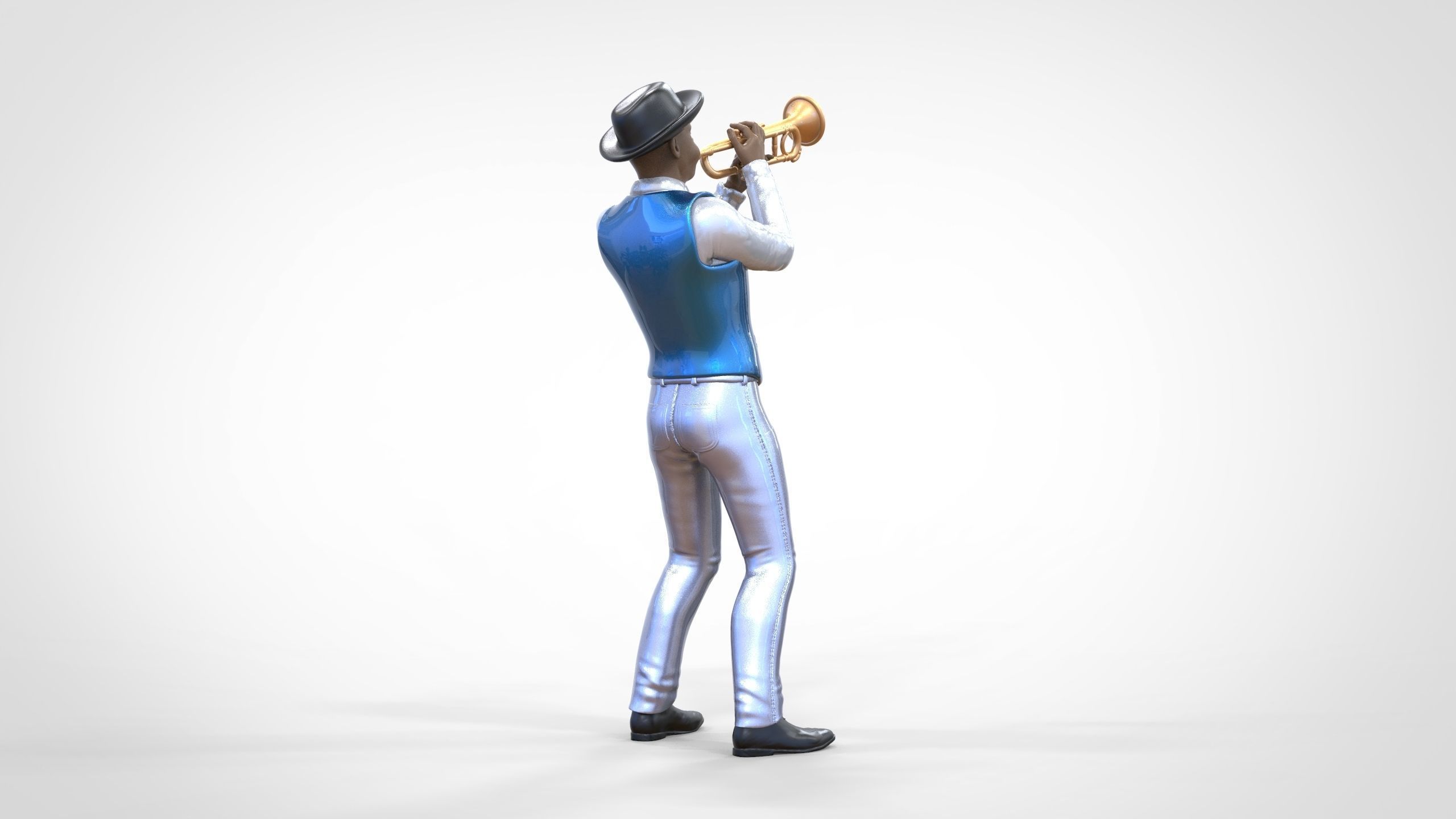 N3 Trumpeter standing playing Trumpet 3D print model_5