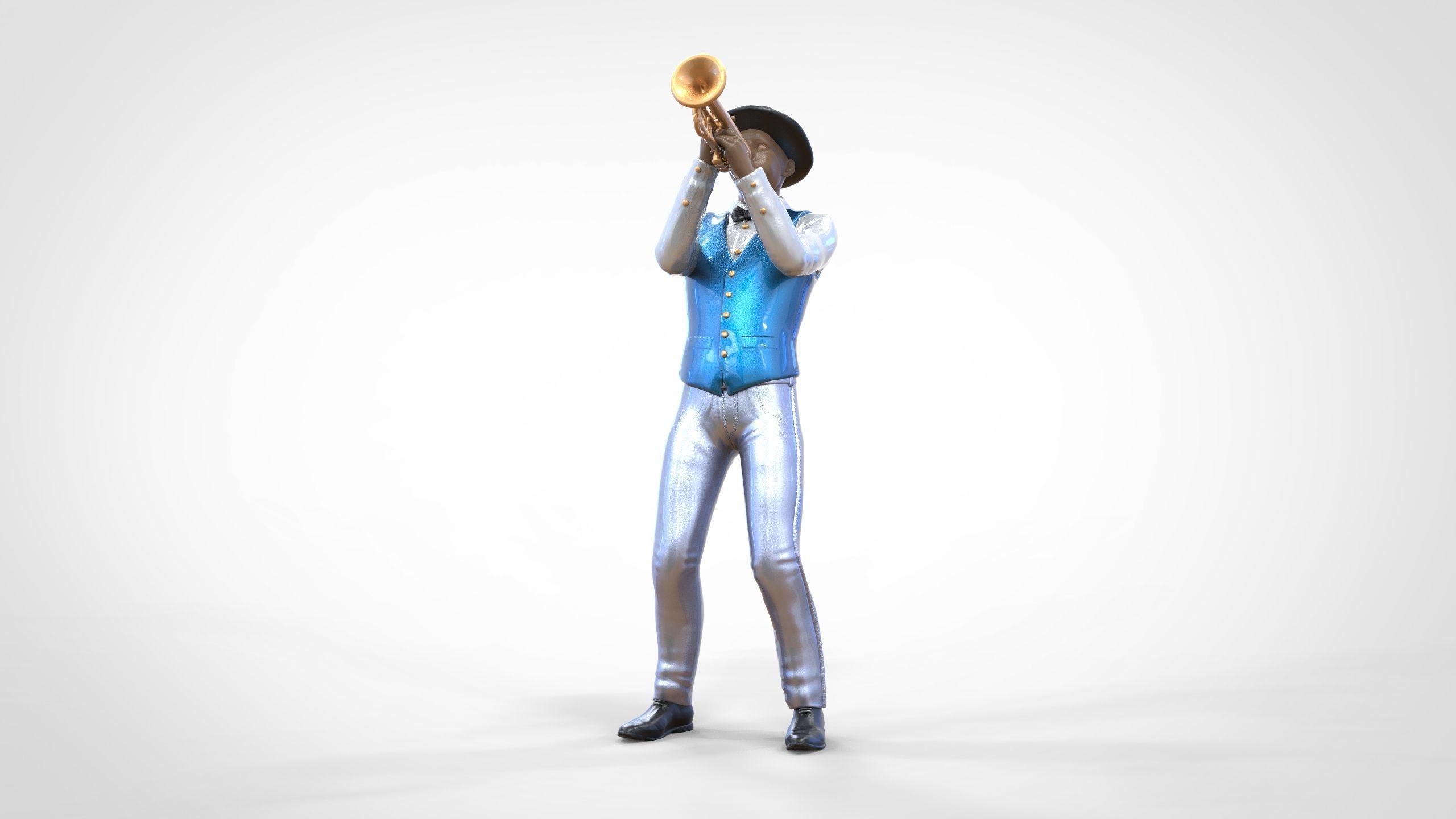 N3 Trumpeter standing playing Trumpet 3D print model_16