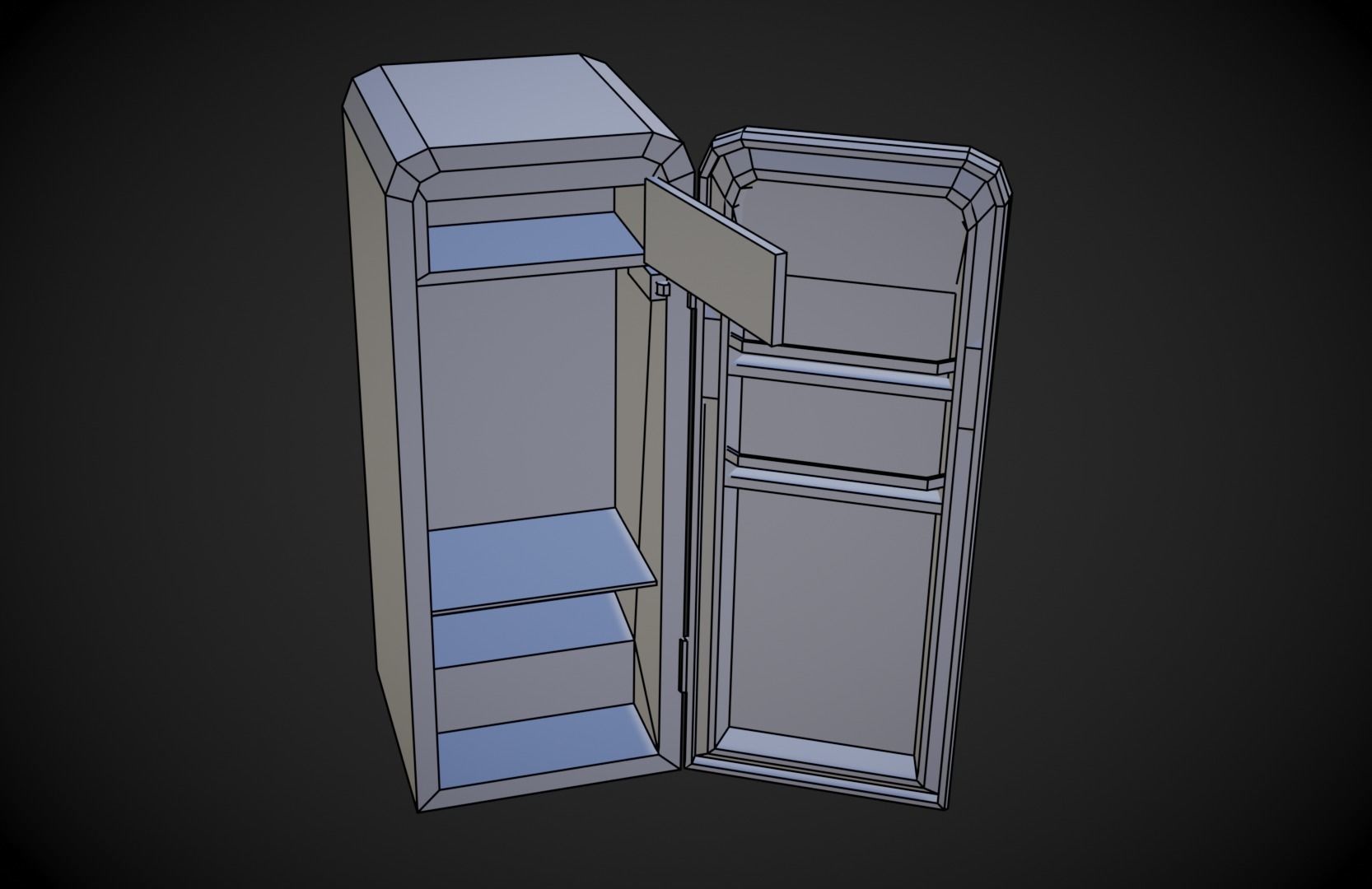 Old Fridge - Stylized Low-poly 3D model_11