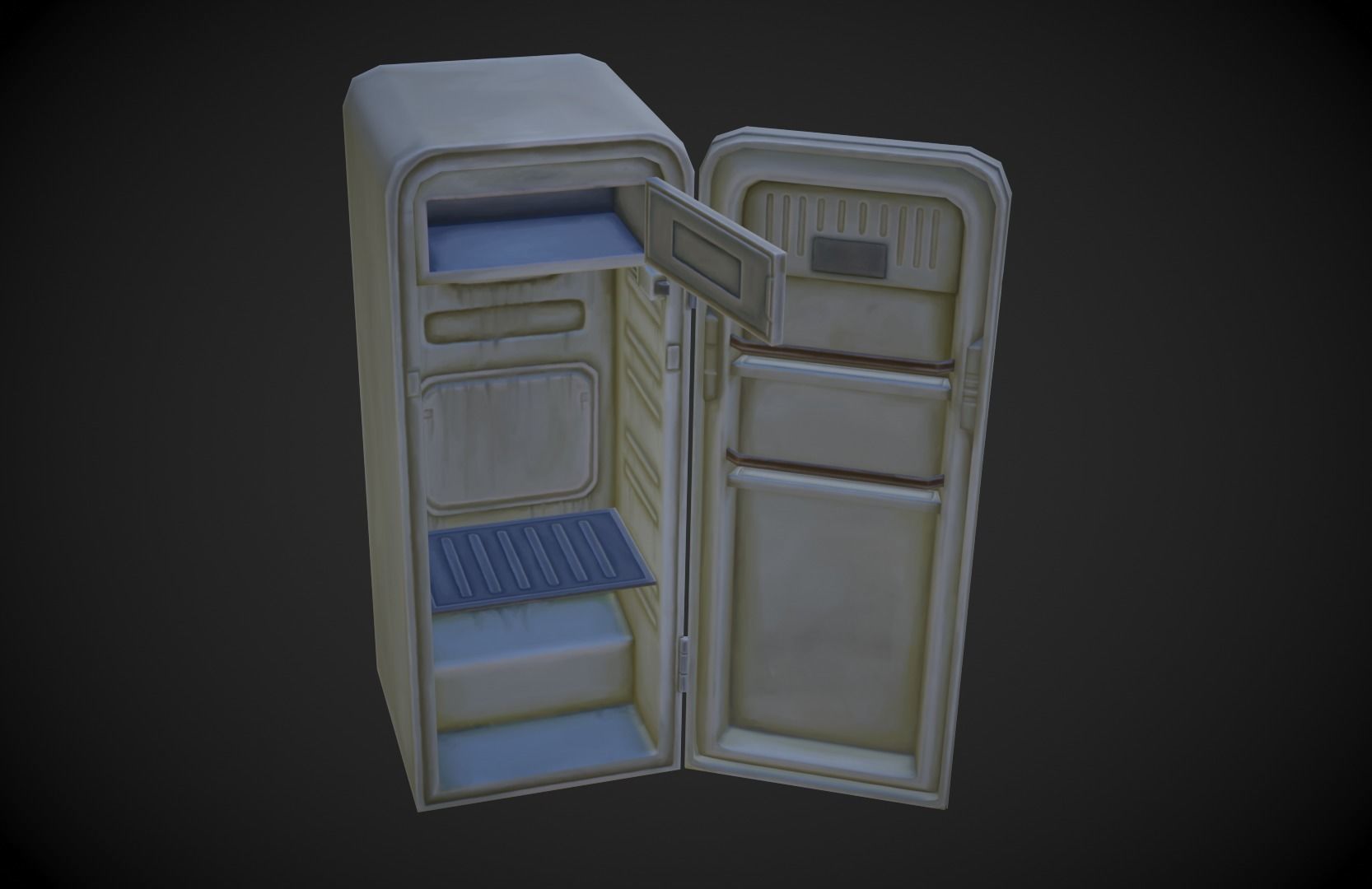 Old Fridge - Stylized Low-poly 3D model_9