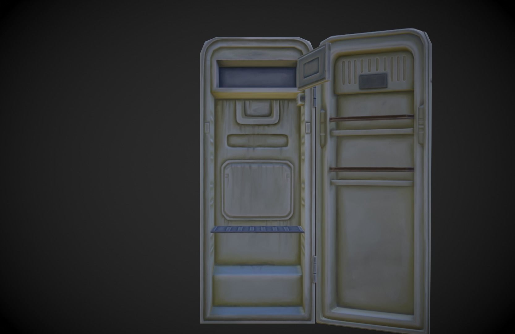 Old Fridge - Stylized Low-poly 3D model_10