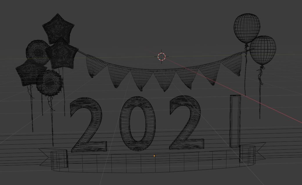 2021 New Year Greetings 3D Scene 3D model_3