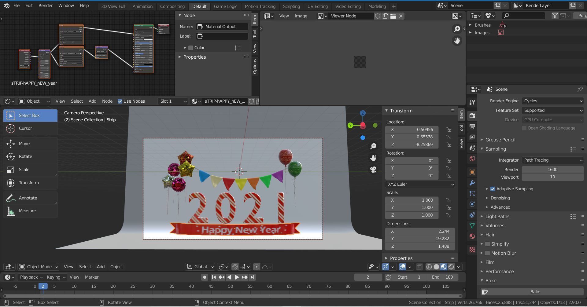 2021 New Year Greetings 3D Scene 3D model_1