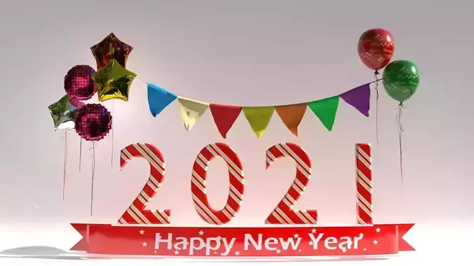 2021 New Year Greetings 3D Scene