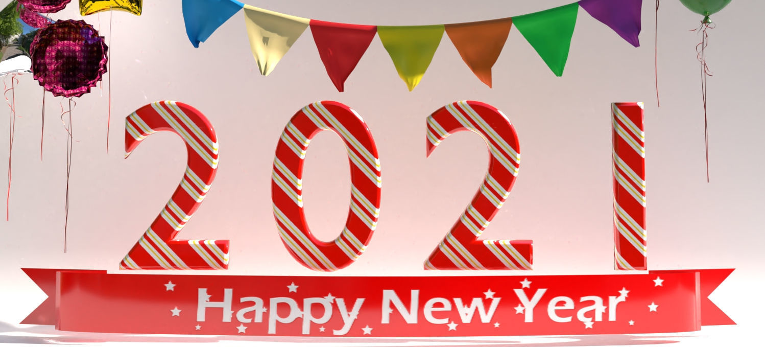 2021 New Year Greetings 3D Scene 3D model_4