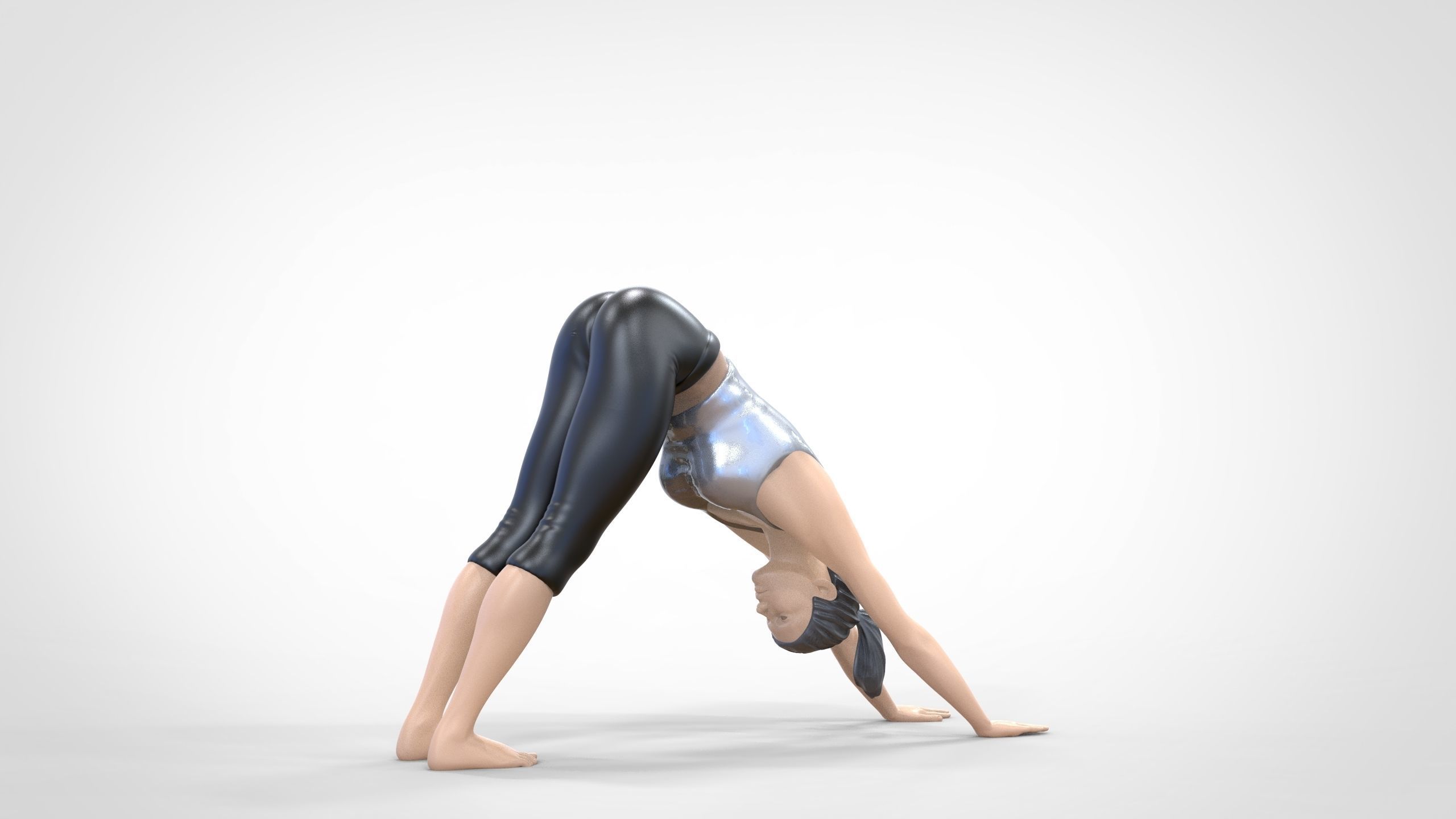 N4 Woman Doing Yoga Dog pose 1 64 miniature 3D print model_8