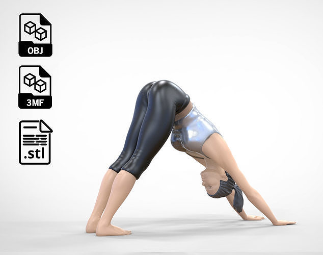 N4 Woman Doing Yoga Dog pose 1 64 miniature 3D print model