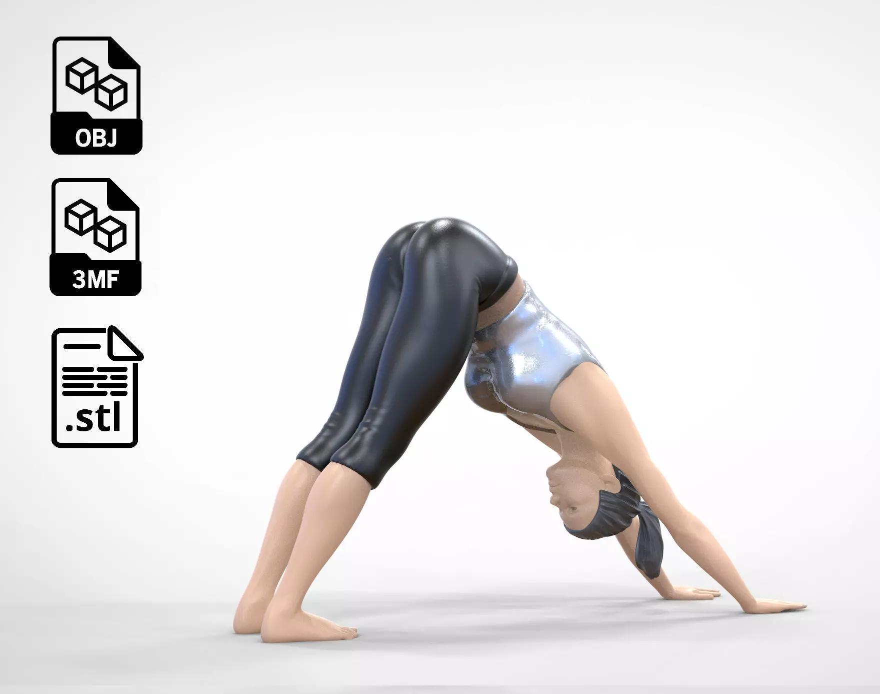 N4 Woman Doing Yoga Dog pose 1 64 miniature 3D print model_0