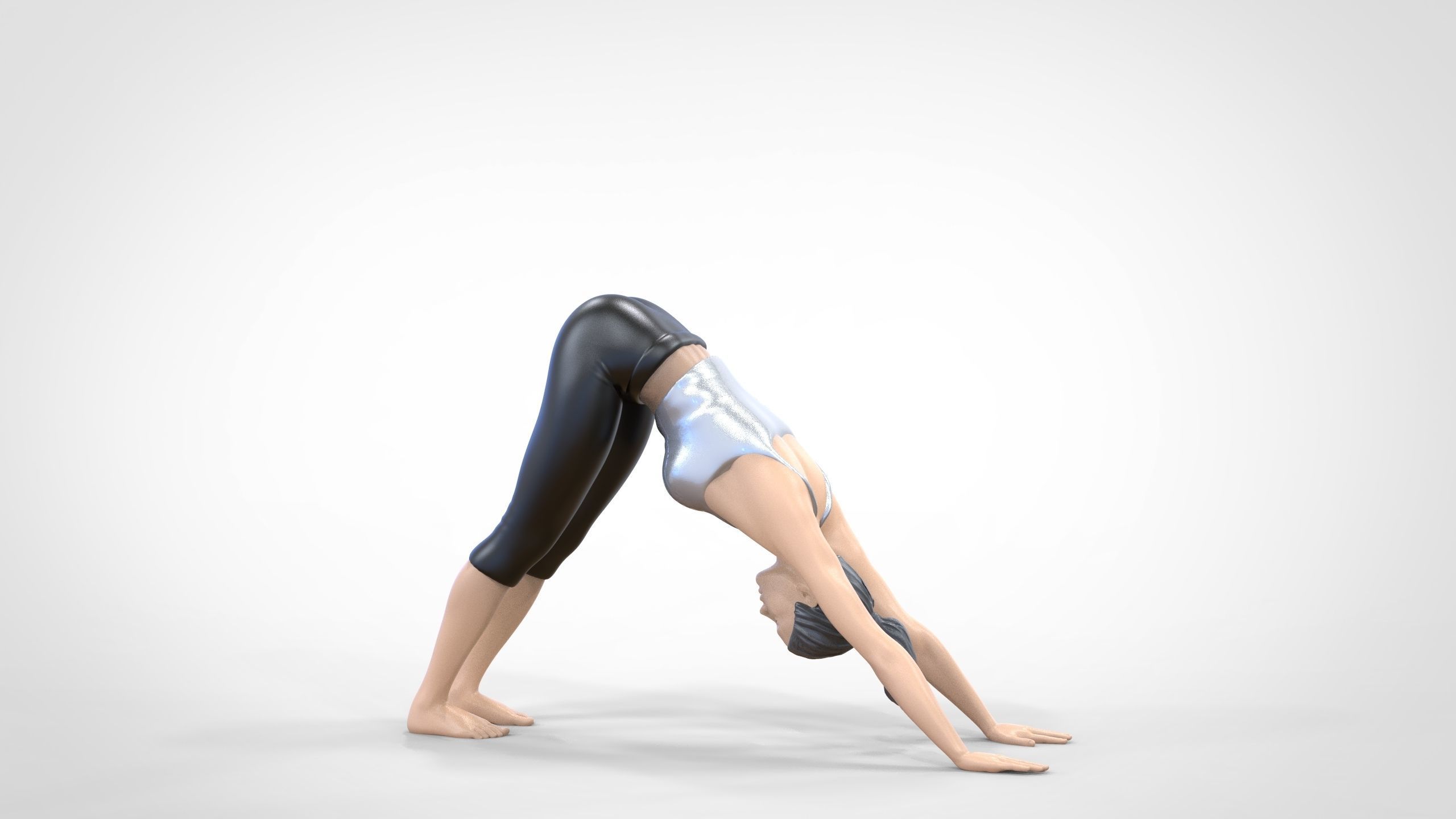 N4 Woman Doing Yoga Dog pose 1 64 miniature 3D print model_3