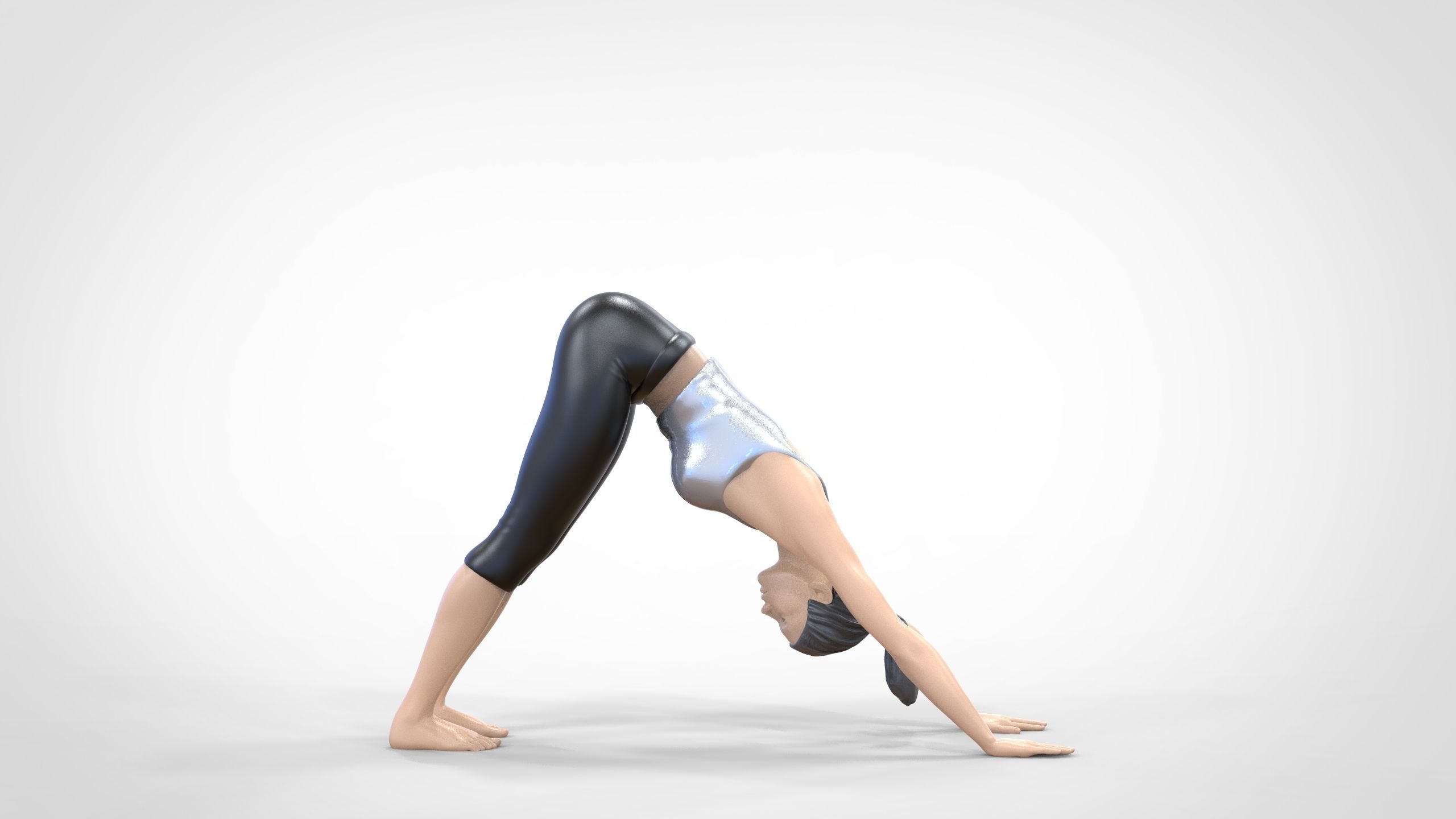N4 Woman Doing Yoga Dog pose 1 64 miniature 3D print model_4