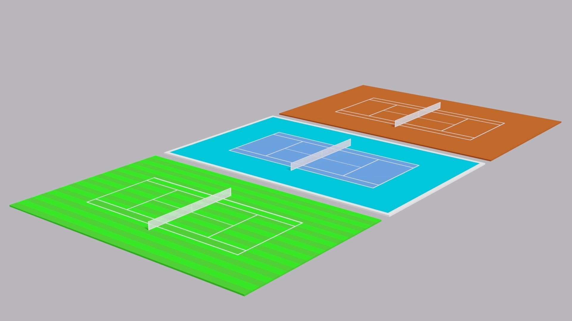 Tennis Courts Collection Low-poly 3D model_6