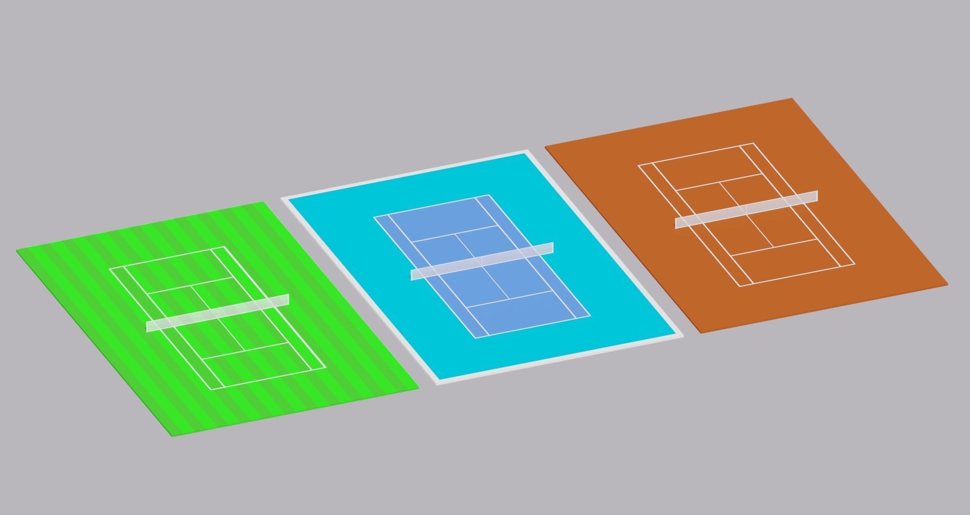 Tennis Courts Collection Low-poly 3D model_2