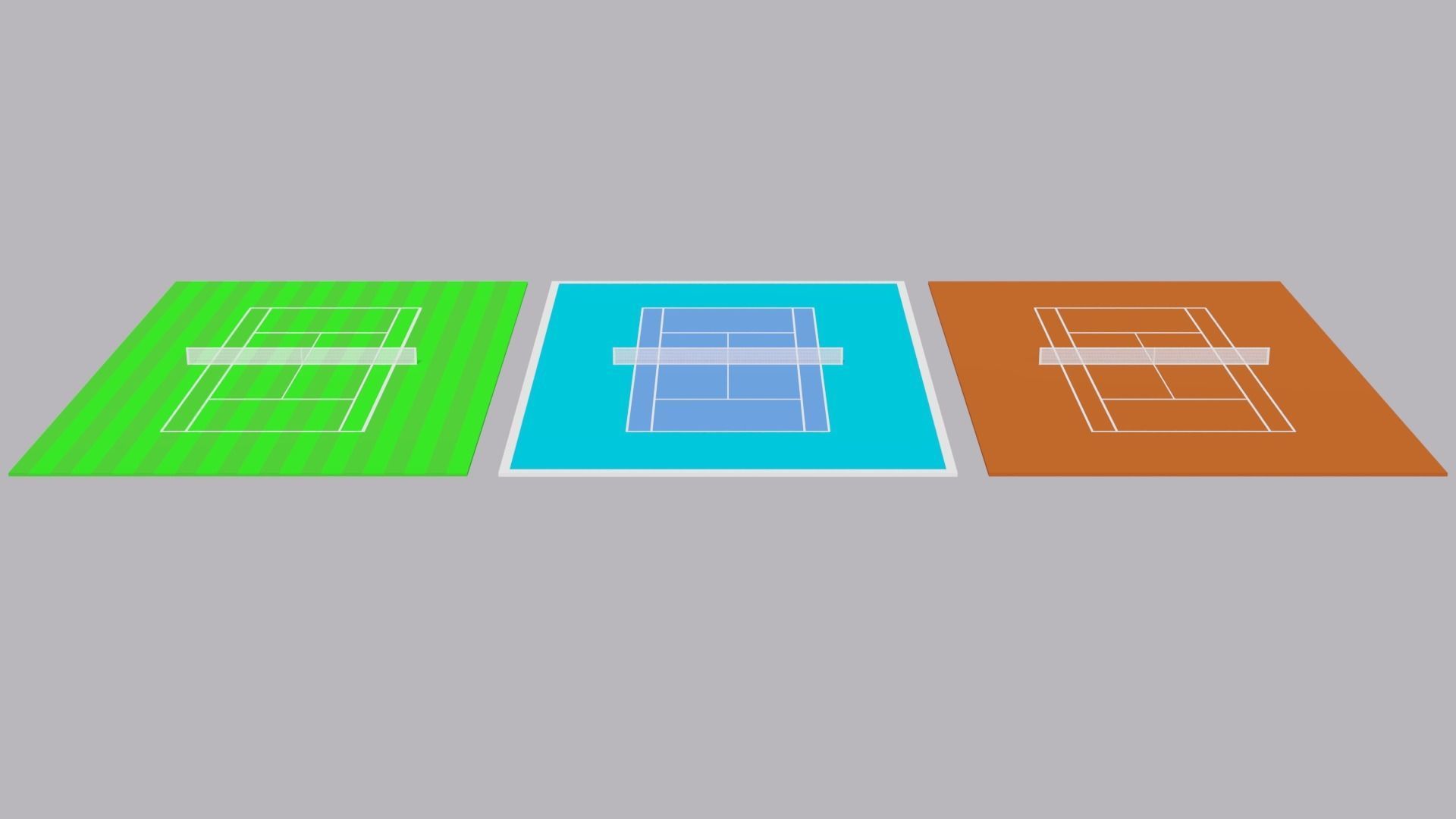 Tennis Courts Collection Low-poly 3D model_5