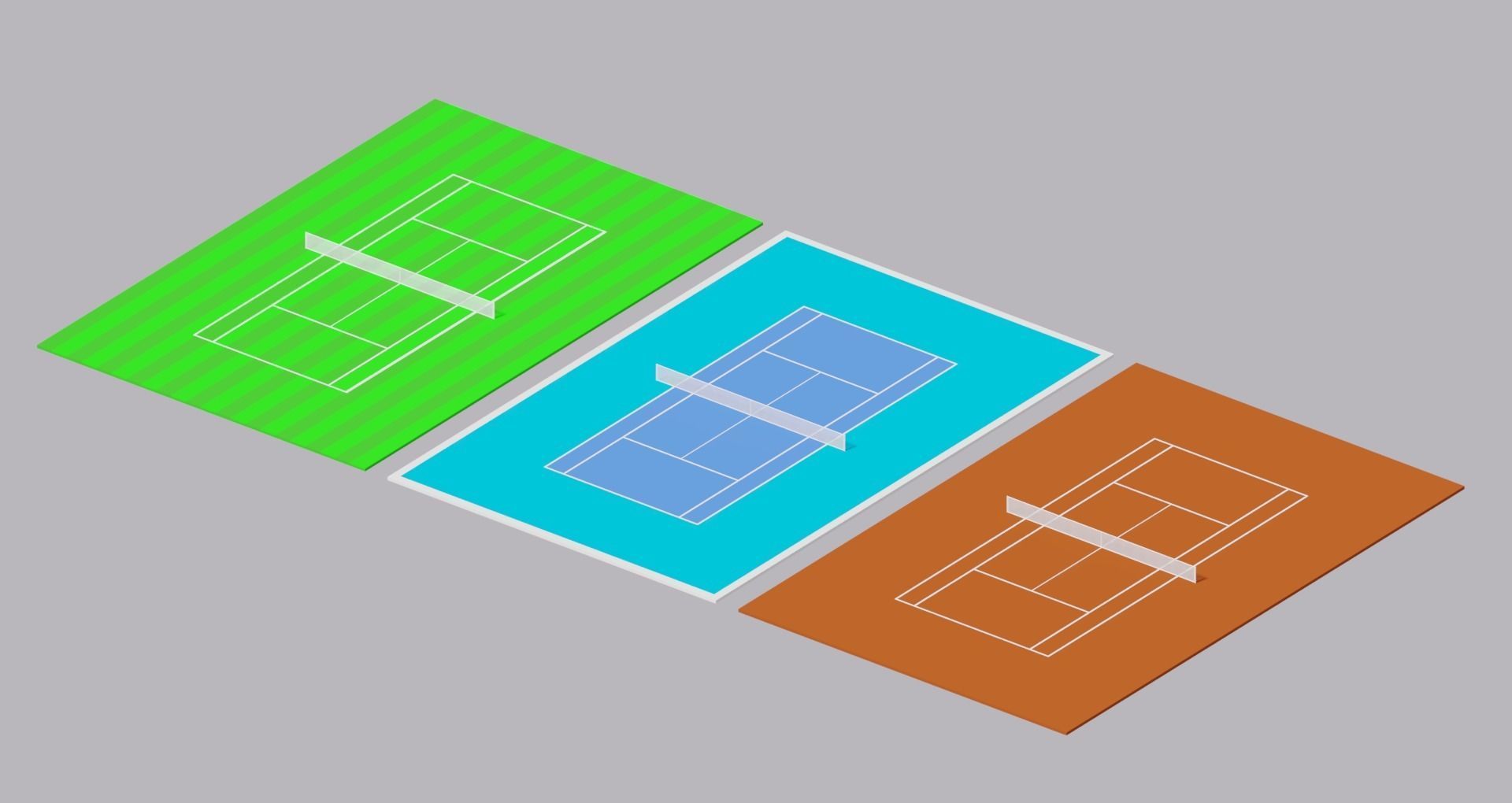 Tennis Courts Collection Low-poly 3D model_3