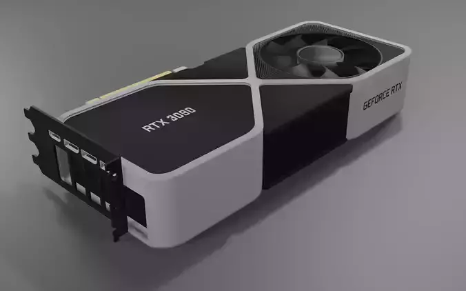 RTX 3090 Founder Edition Black white 3D model