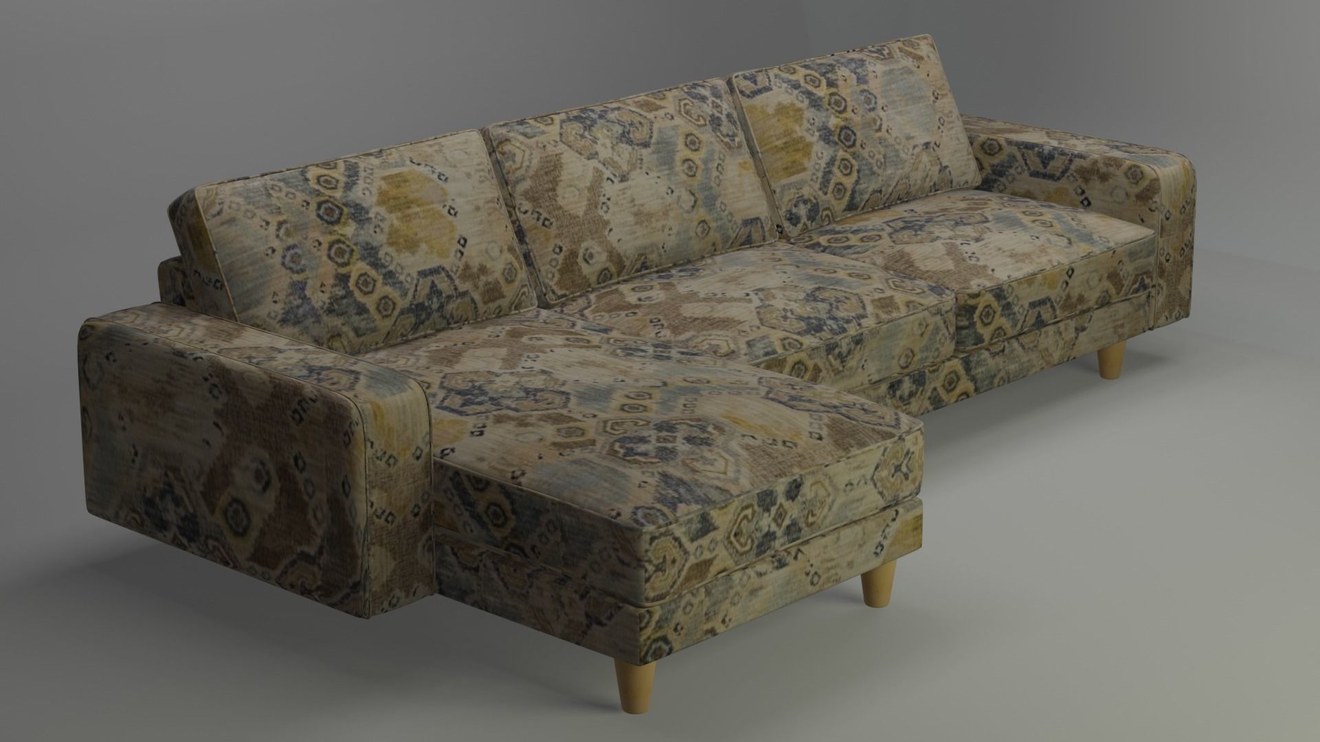 L Corner Sofa 3D model_2