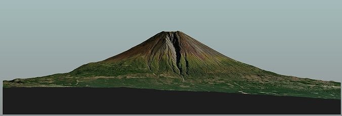 Fuji mountain low and high poly summer and winter 3D model Low-poly 3D model