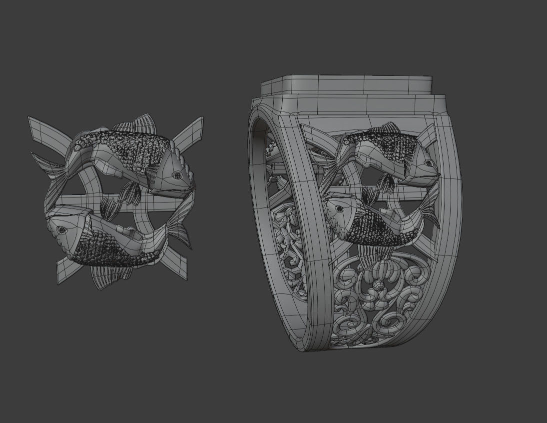 Pisces zodiac sign 3D print model_2