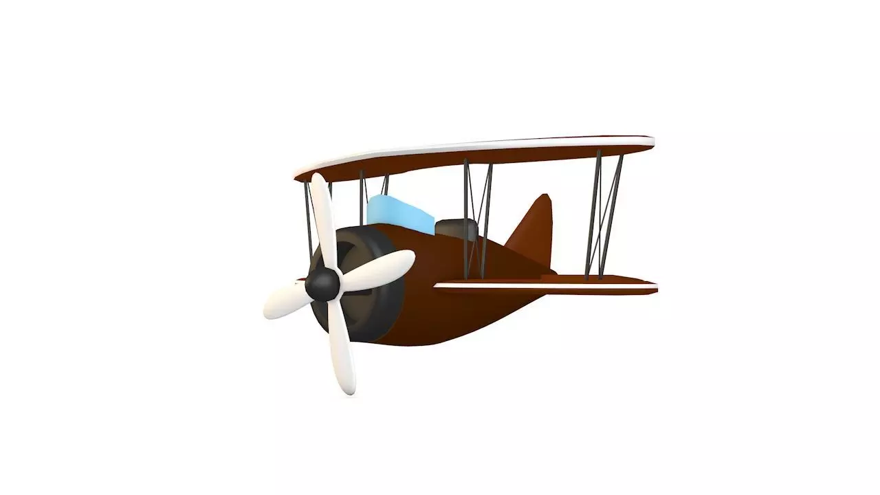 Brown Airplane Low-poly 3D model_0
