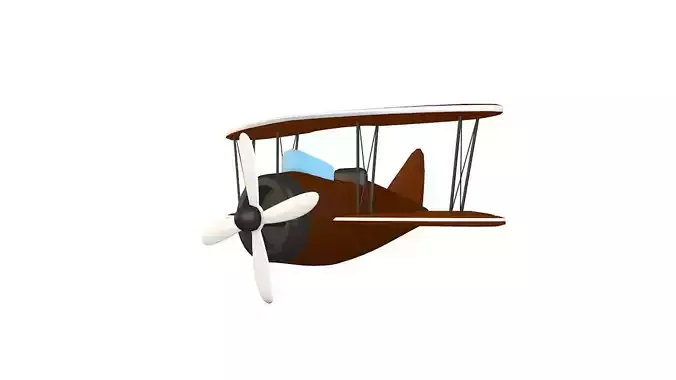Brown Airplane Low-poly 3D model