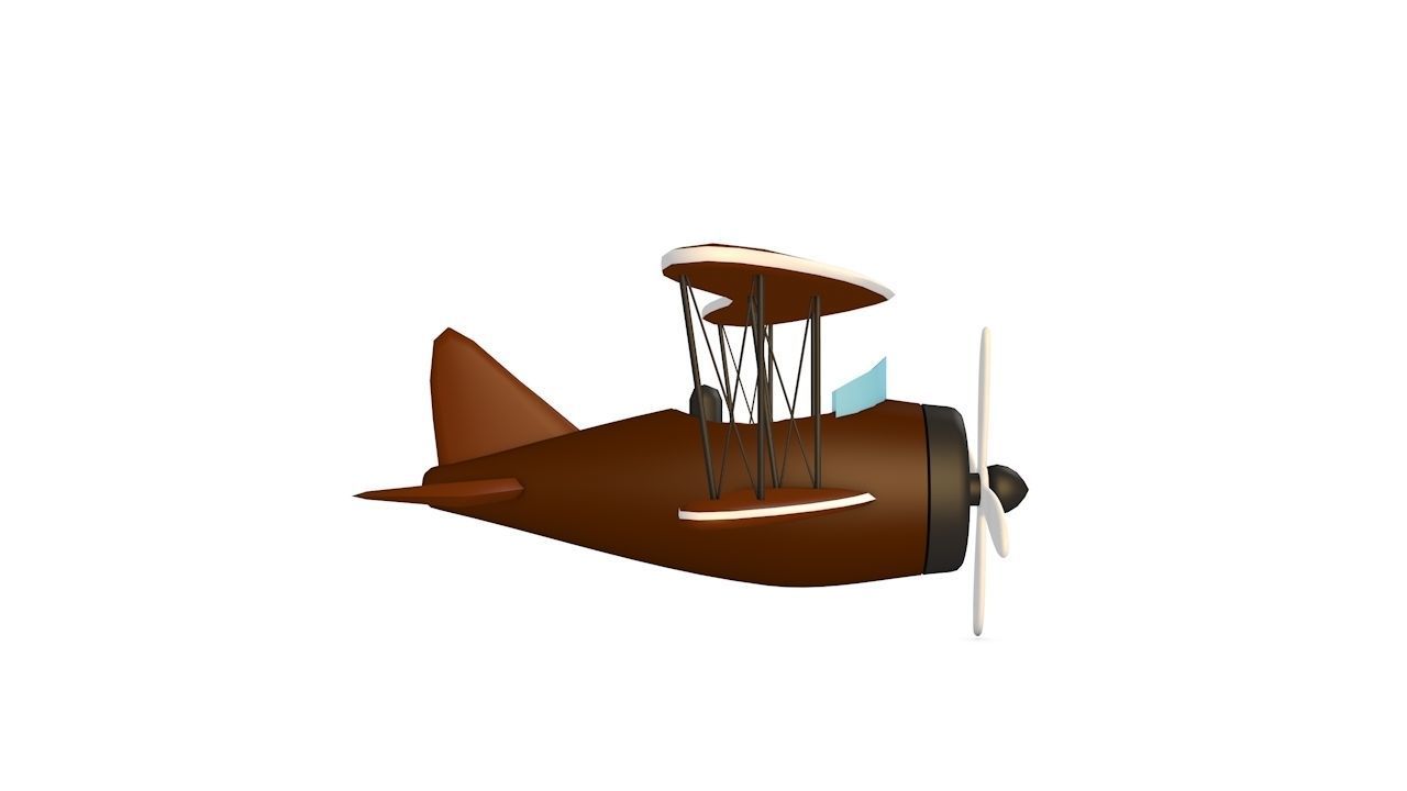 Brown Airplane Low-poly 3D model_8
