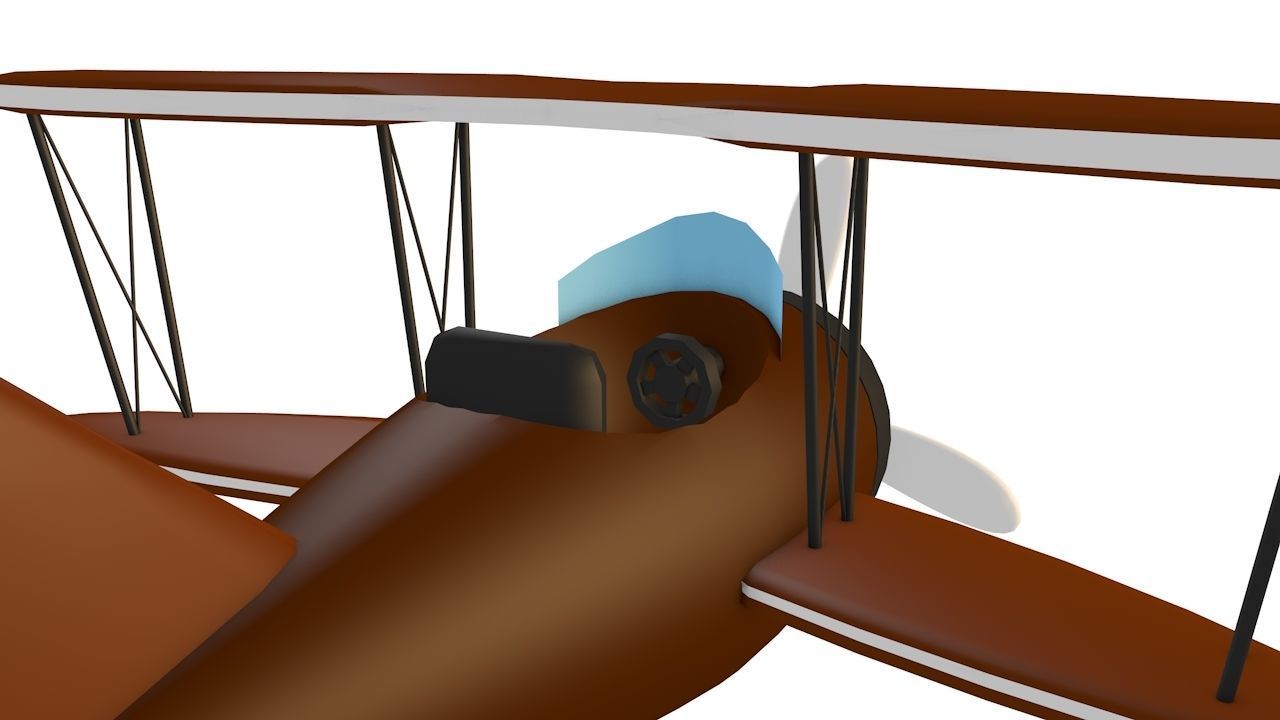 Brown Airplane Low-poly 3D model_12