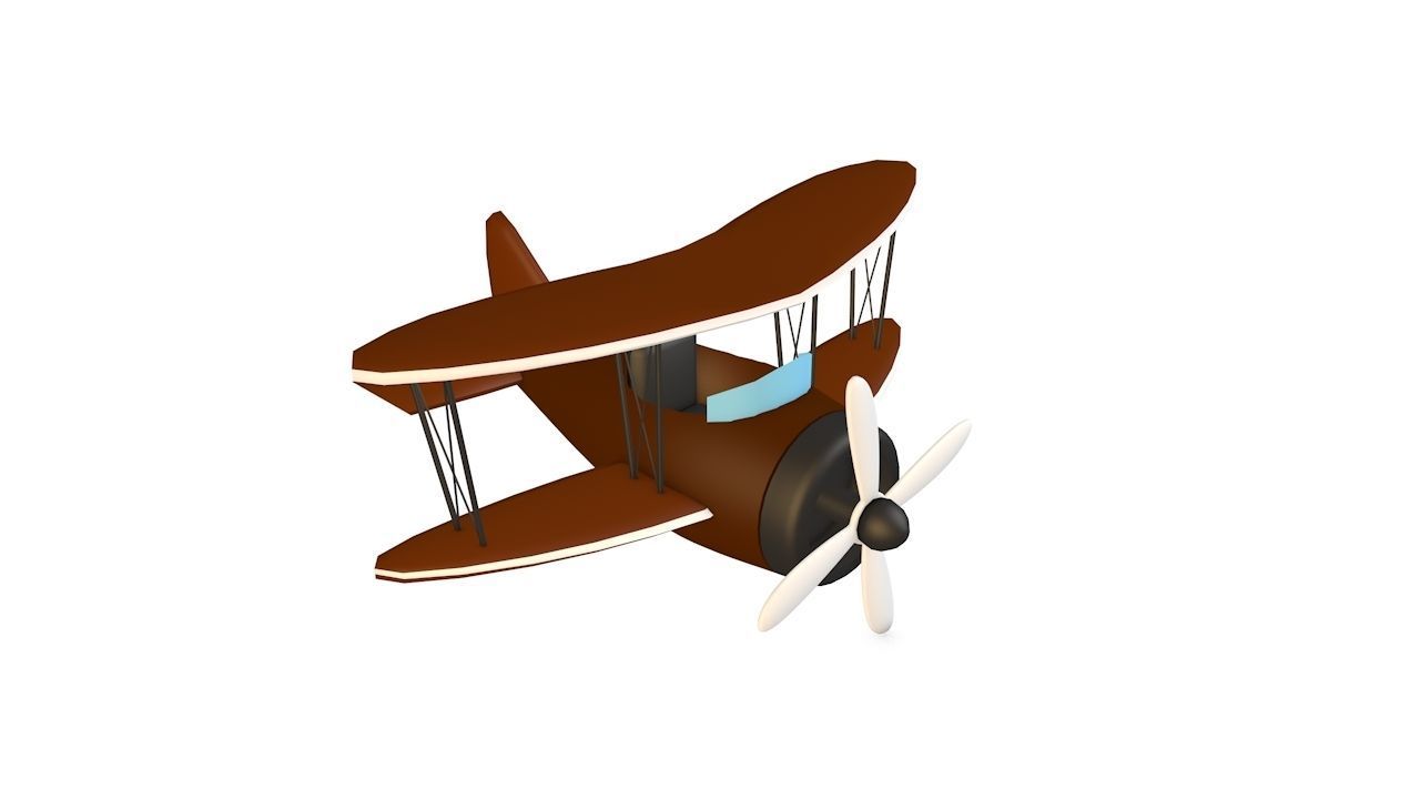 Brown Airplane Low-poly 3D model_10