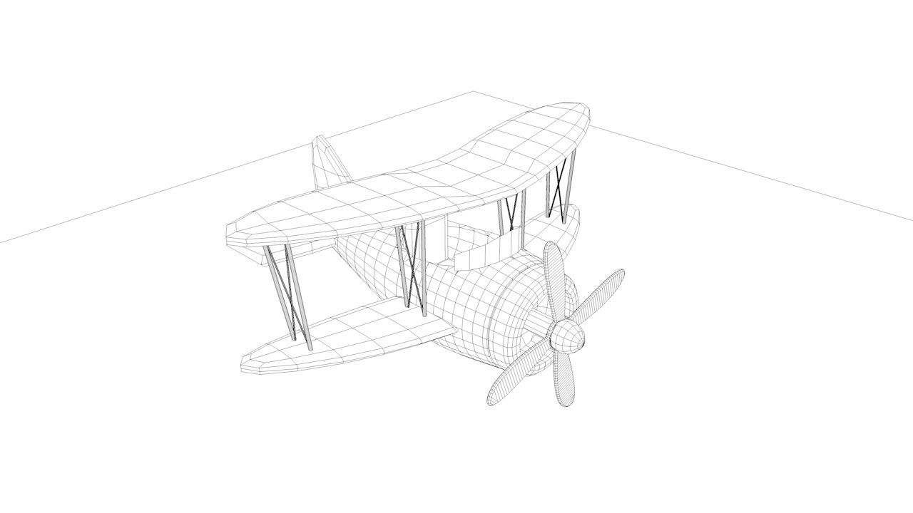Brown Airplane Low-poly 3D model_11