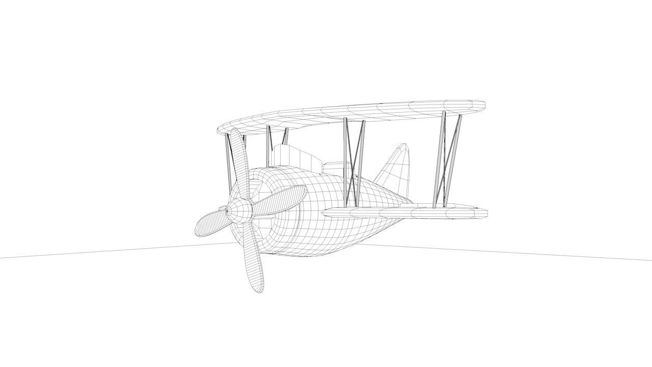 Brown Airplane Low-poly 3D model_1