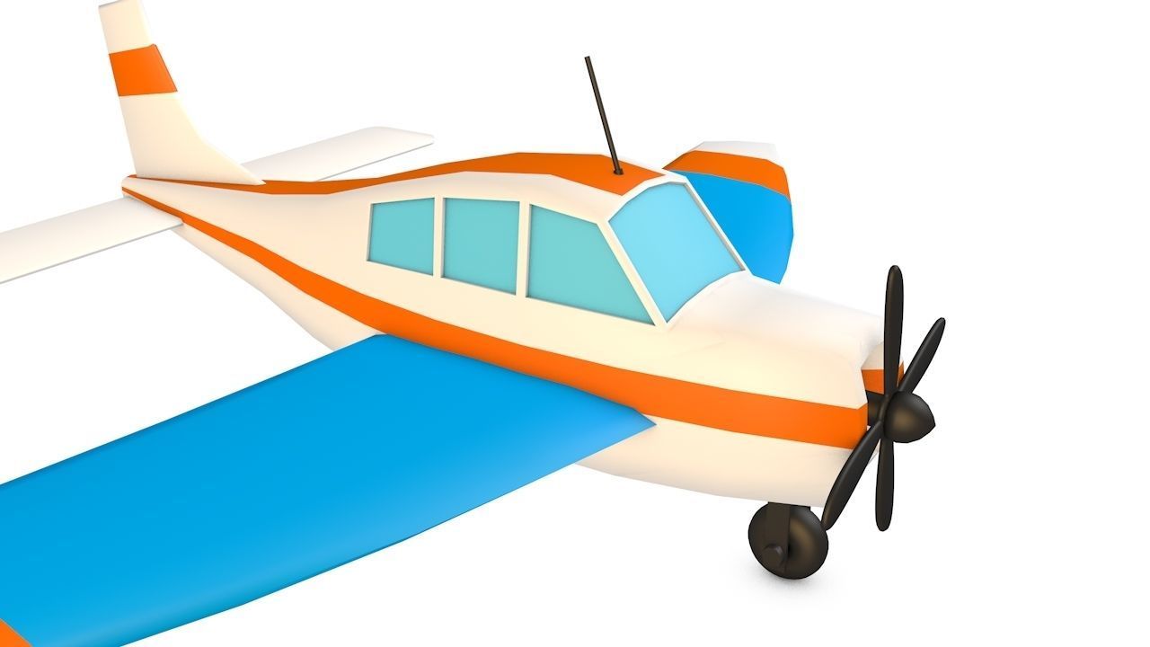 White Airplane Low-poly 3D model_12