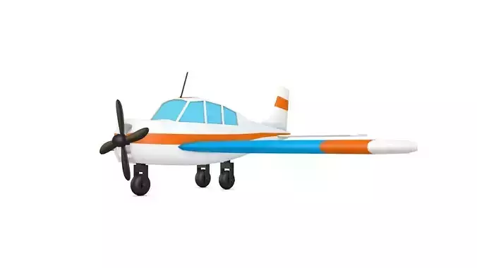 White Airplane Low-poly 3D model